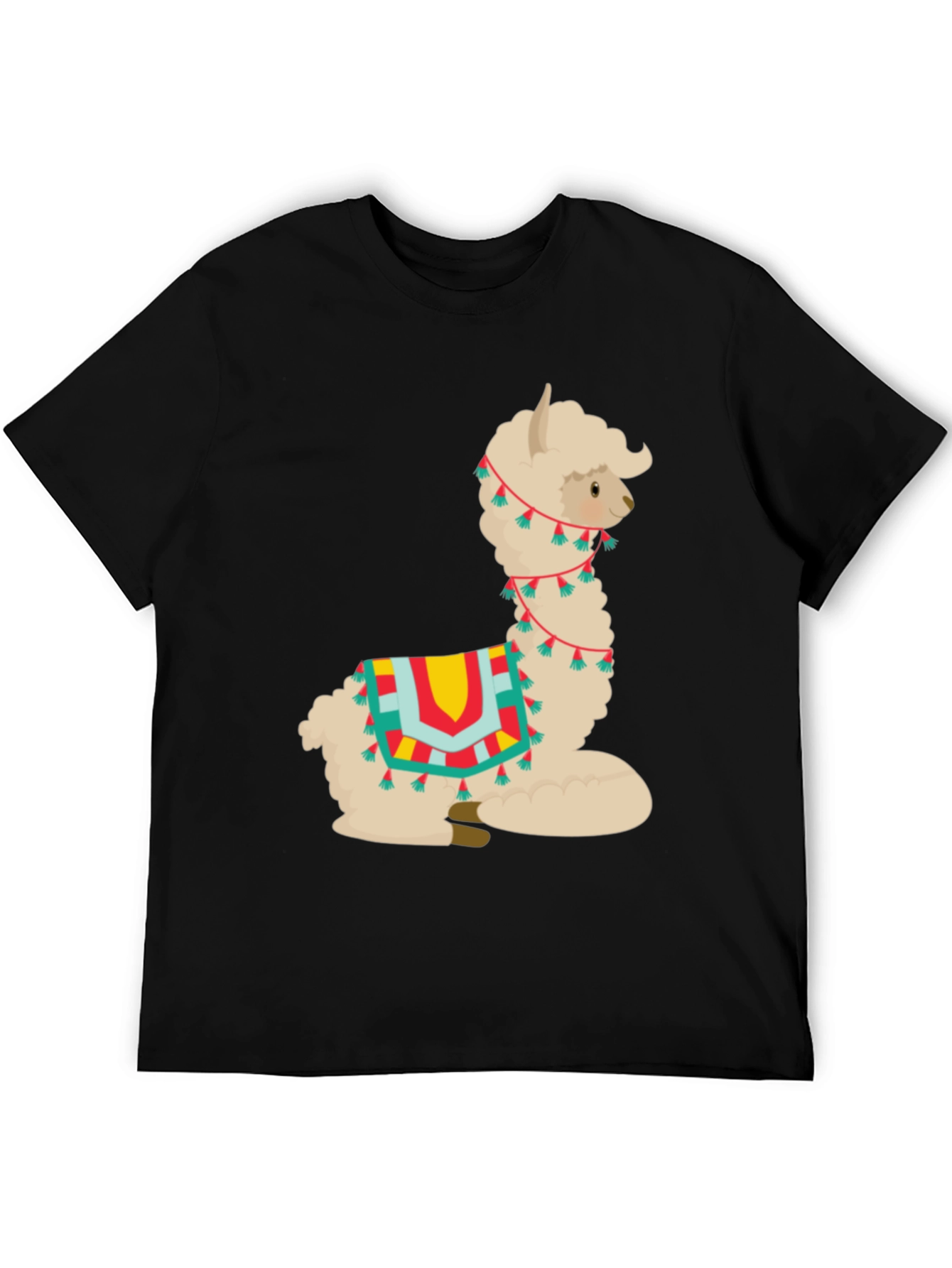 Black Alpaca T-Shirt - Cute Cartoon Llama Graphic Tee view 5