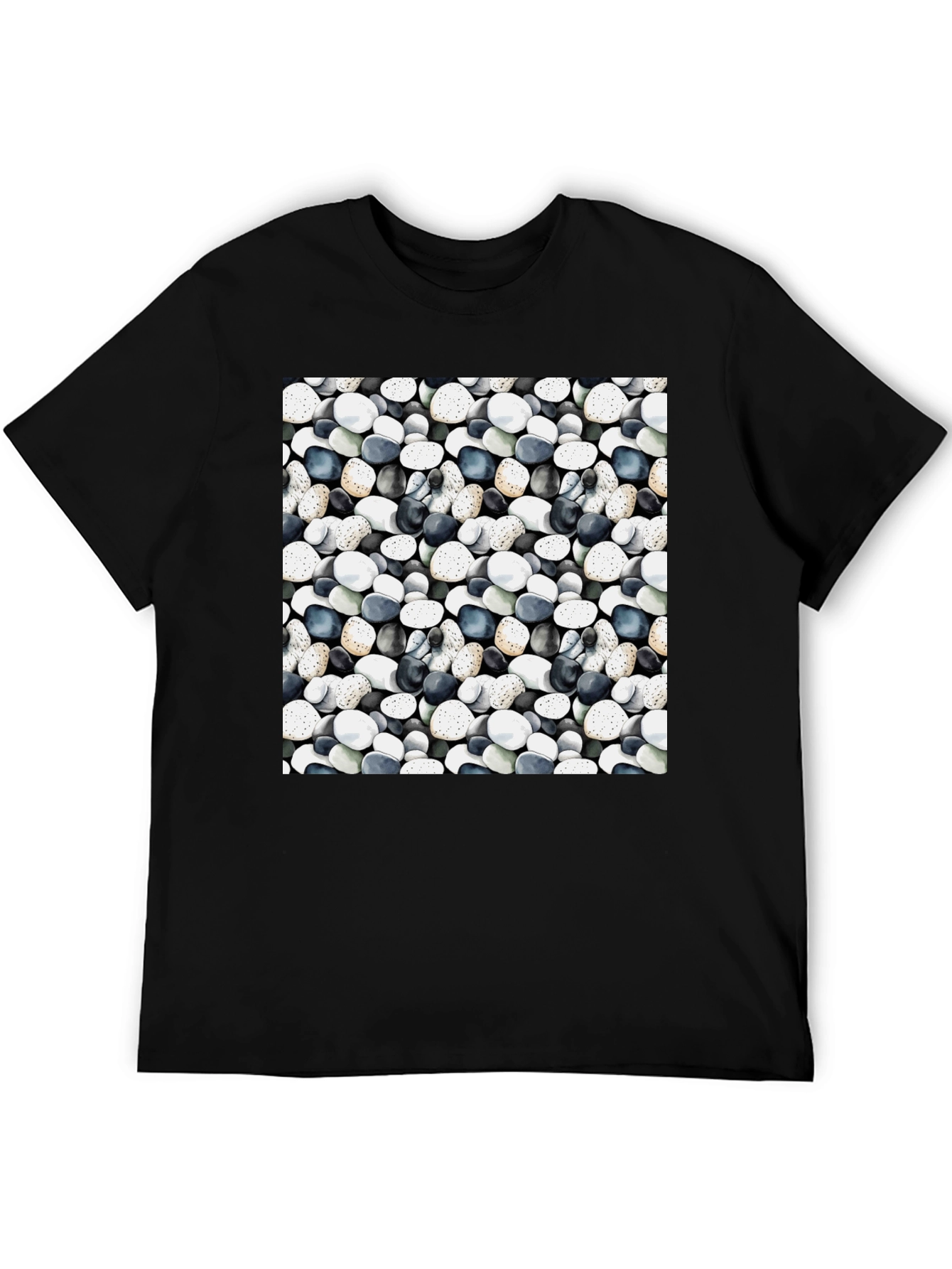 Black Pebble Pattern Black T-Shirt view 5