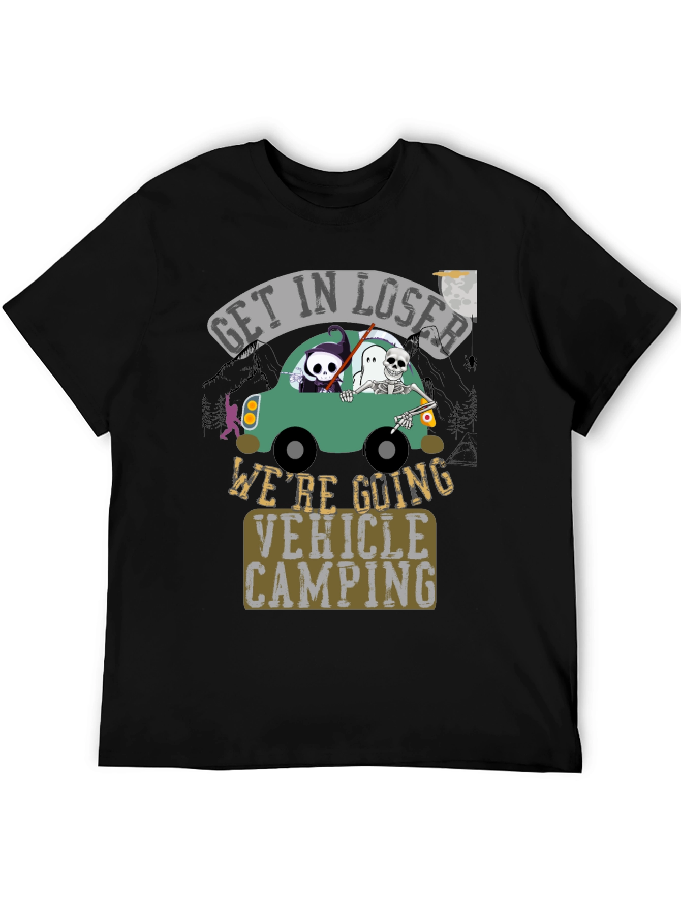 Black Get In Loser Vehicle Camping Graphic Tee view 5