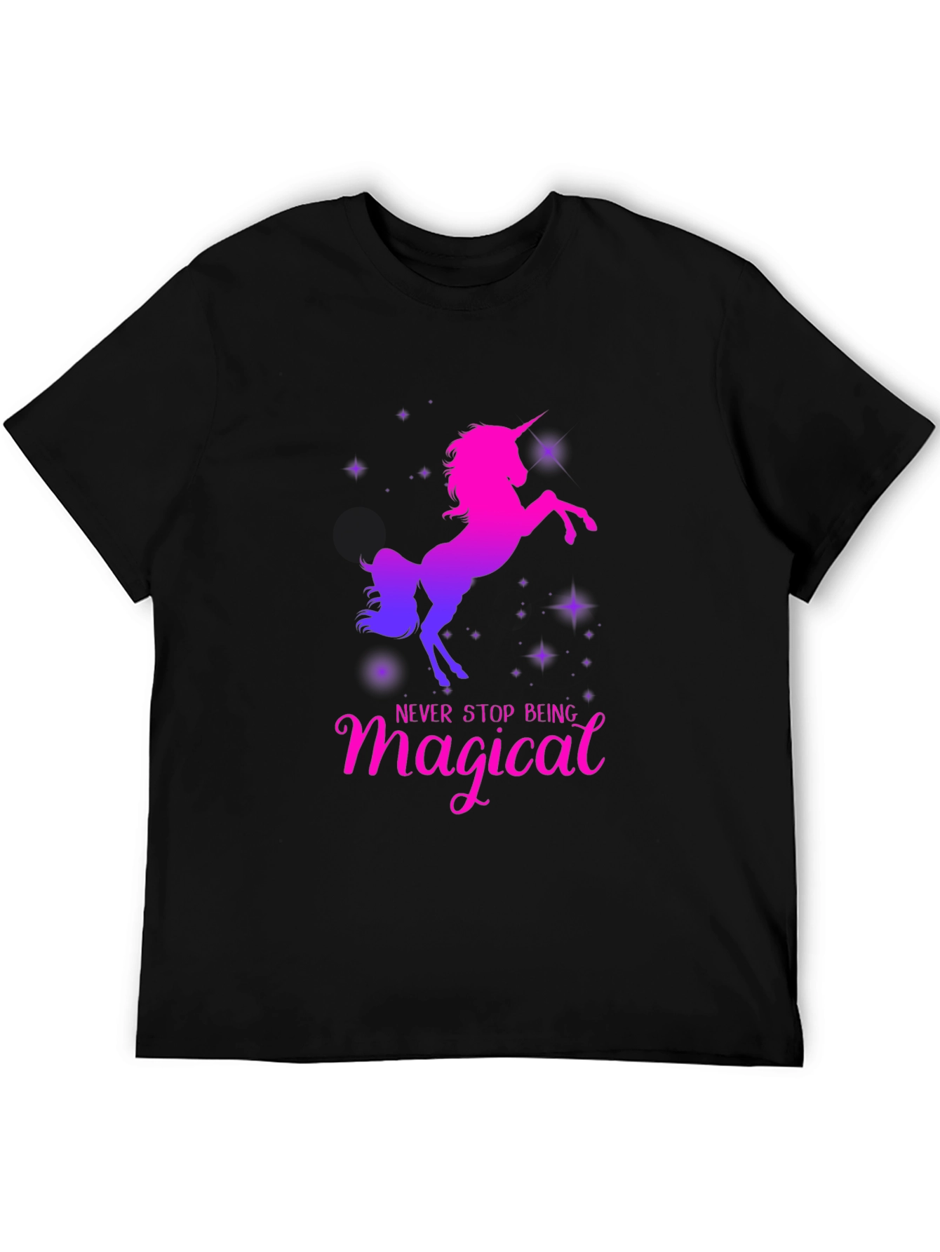 Black Magical Unicorn T-Shirt - Black view 5