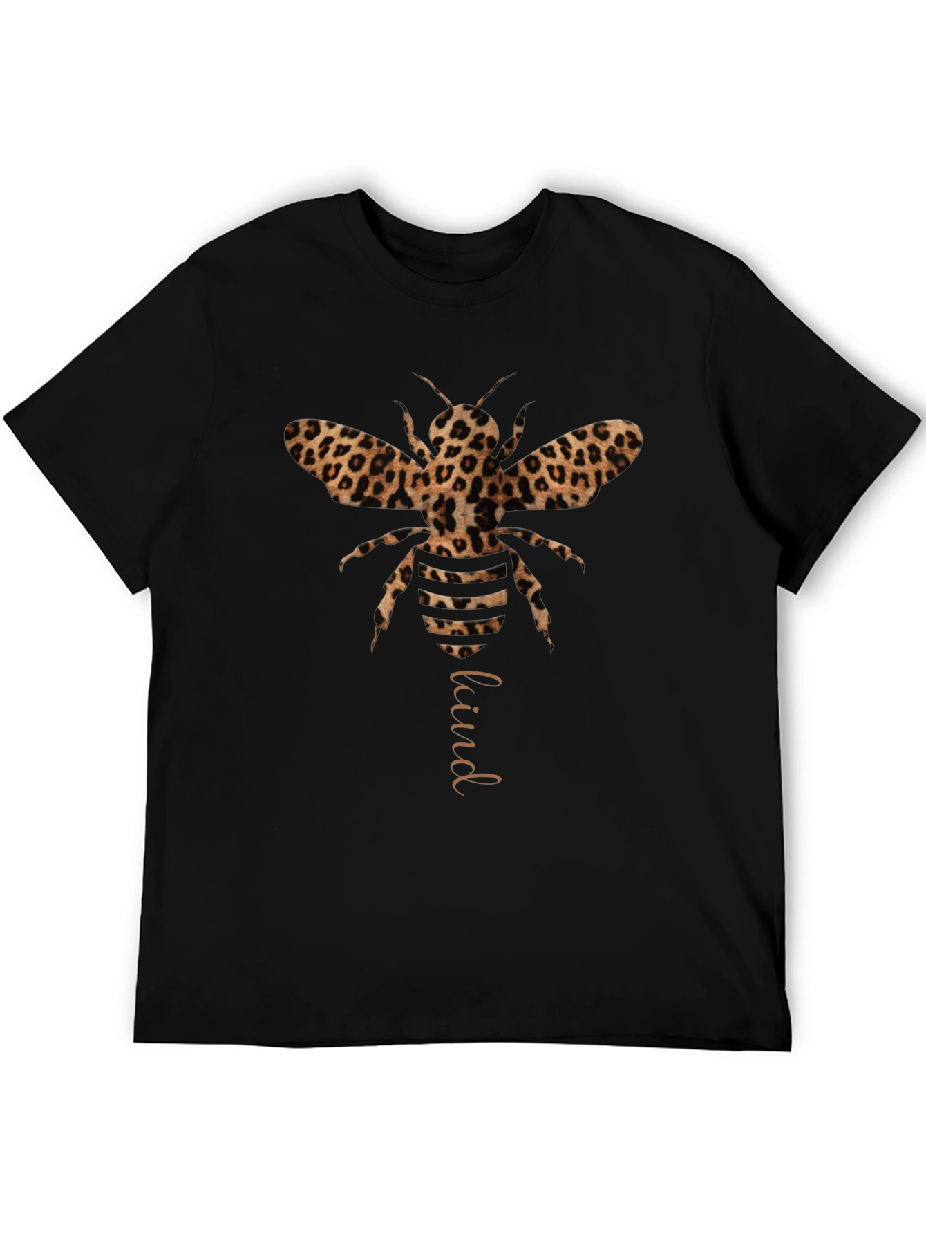 Black Leopard Print Bee Kind T-Shirt view 5