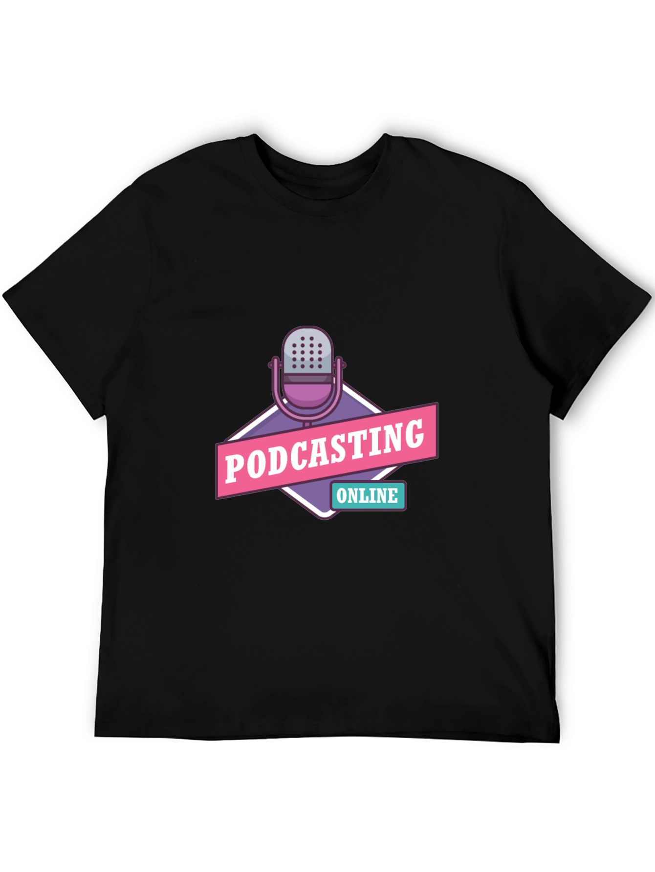 Black Podcasting Online Graphic Tee - Black Cotton T-Shirt view 5