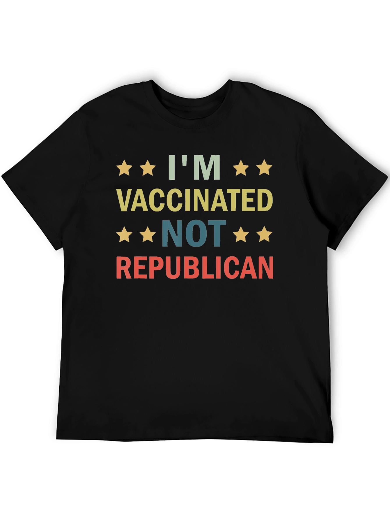 Black I'm Vaccinated, Not Republican T-Shirt view 5