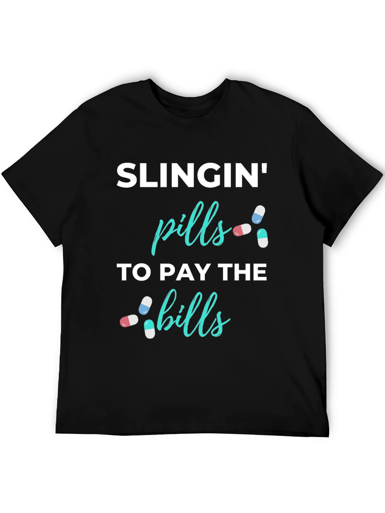 Black Slingin' Pills Funny Graphic T-Shirt view 5