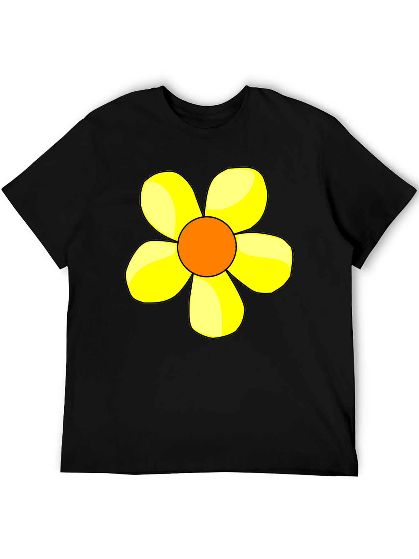 Black Black T-Shirt with Yellow Flower Graphic view 5