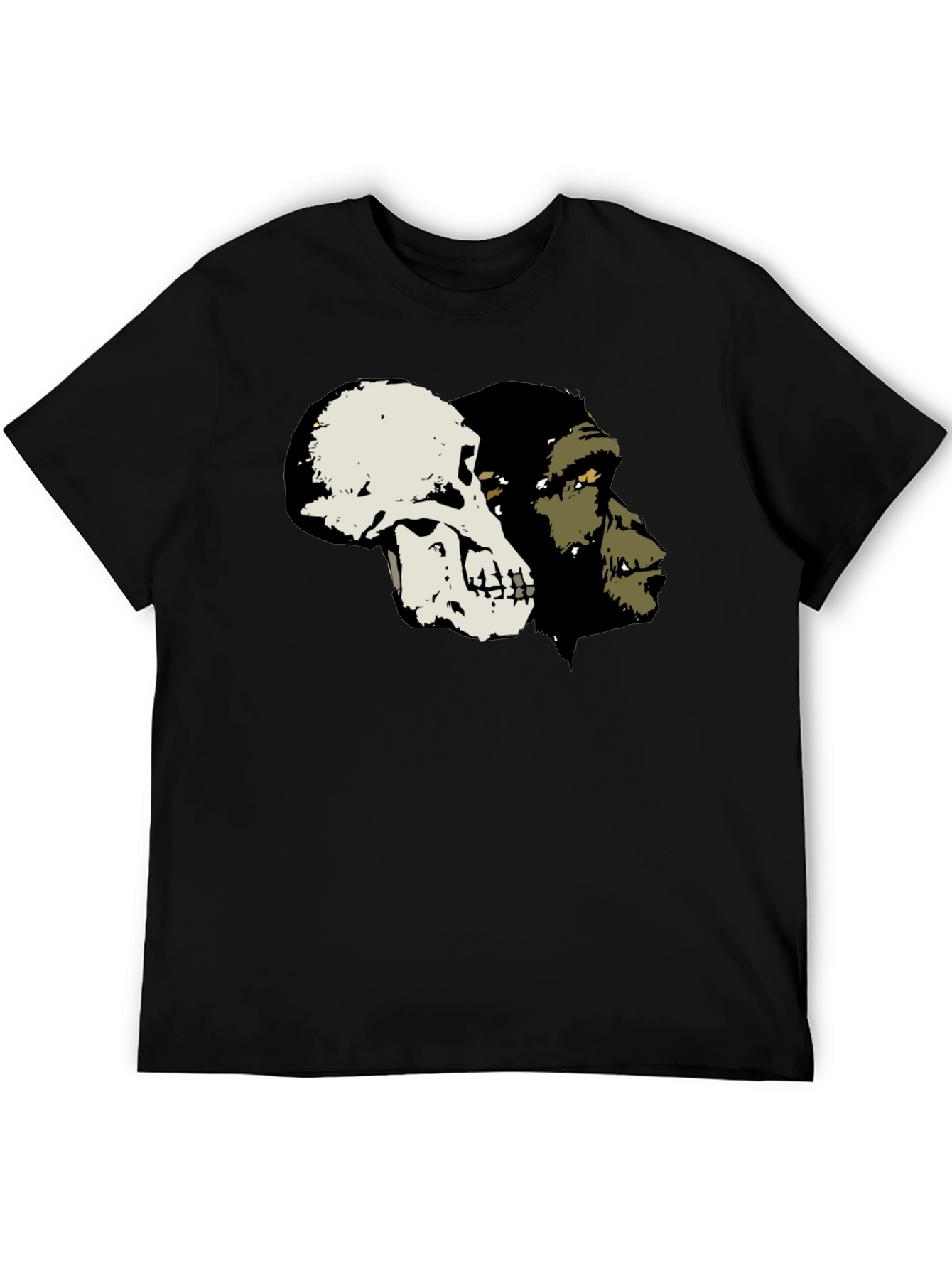 Black Primate Evolution Graphic Tee - Skull & Ape view 5
