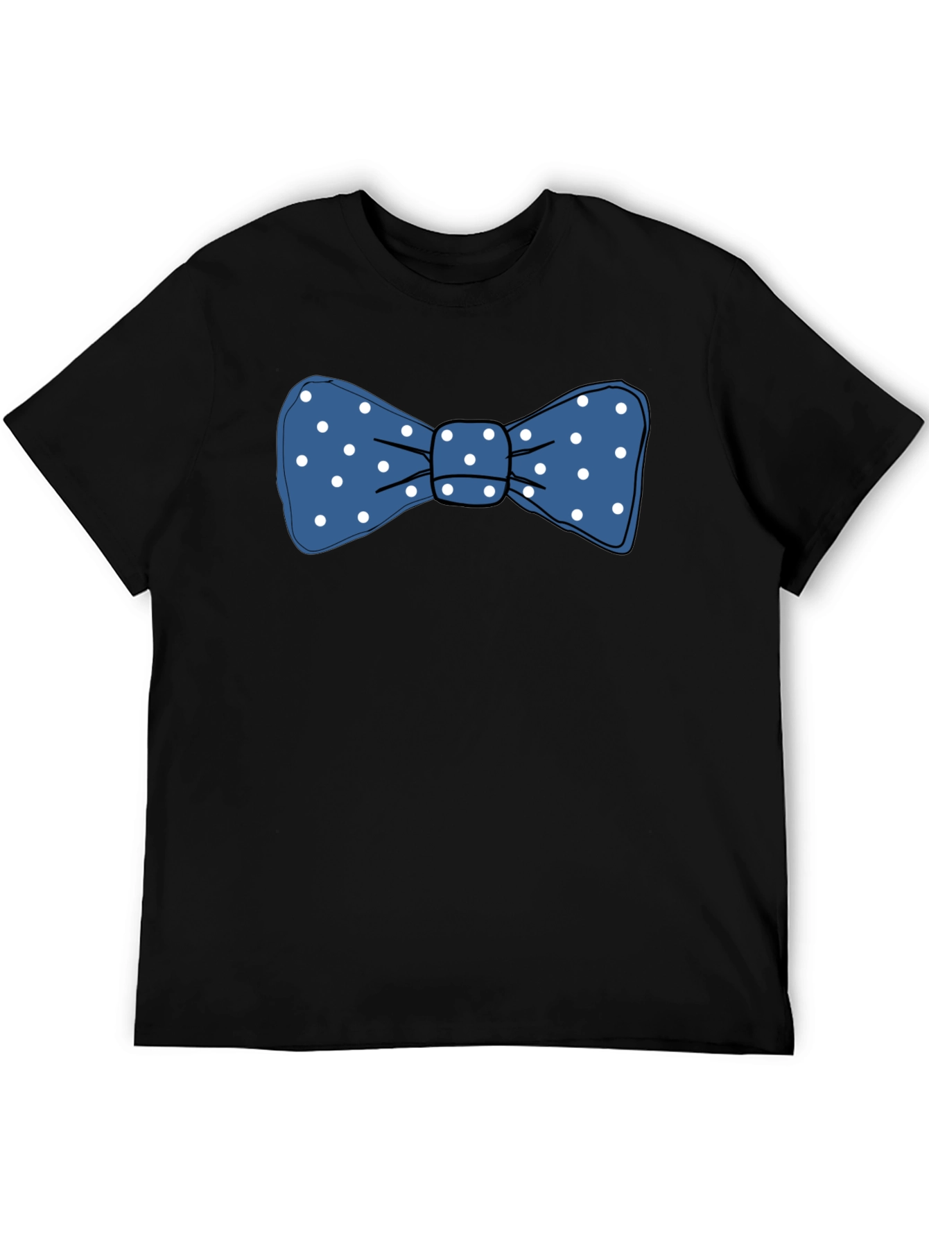 Black Blue Polka Dot Bowtie Graphic Tee view 5