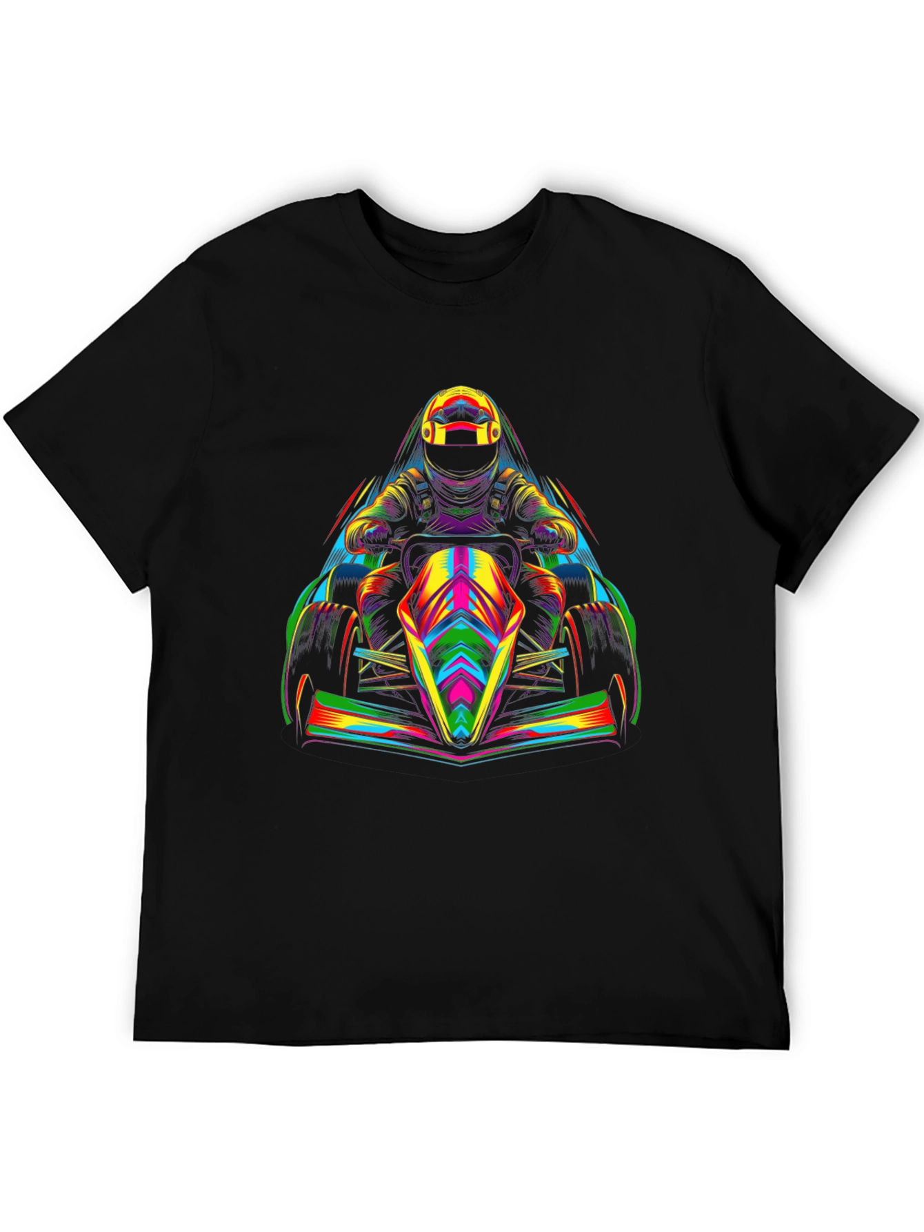 Black Vivid Kart Racing Graphic Tee - Black Cotton Comfort view 5