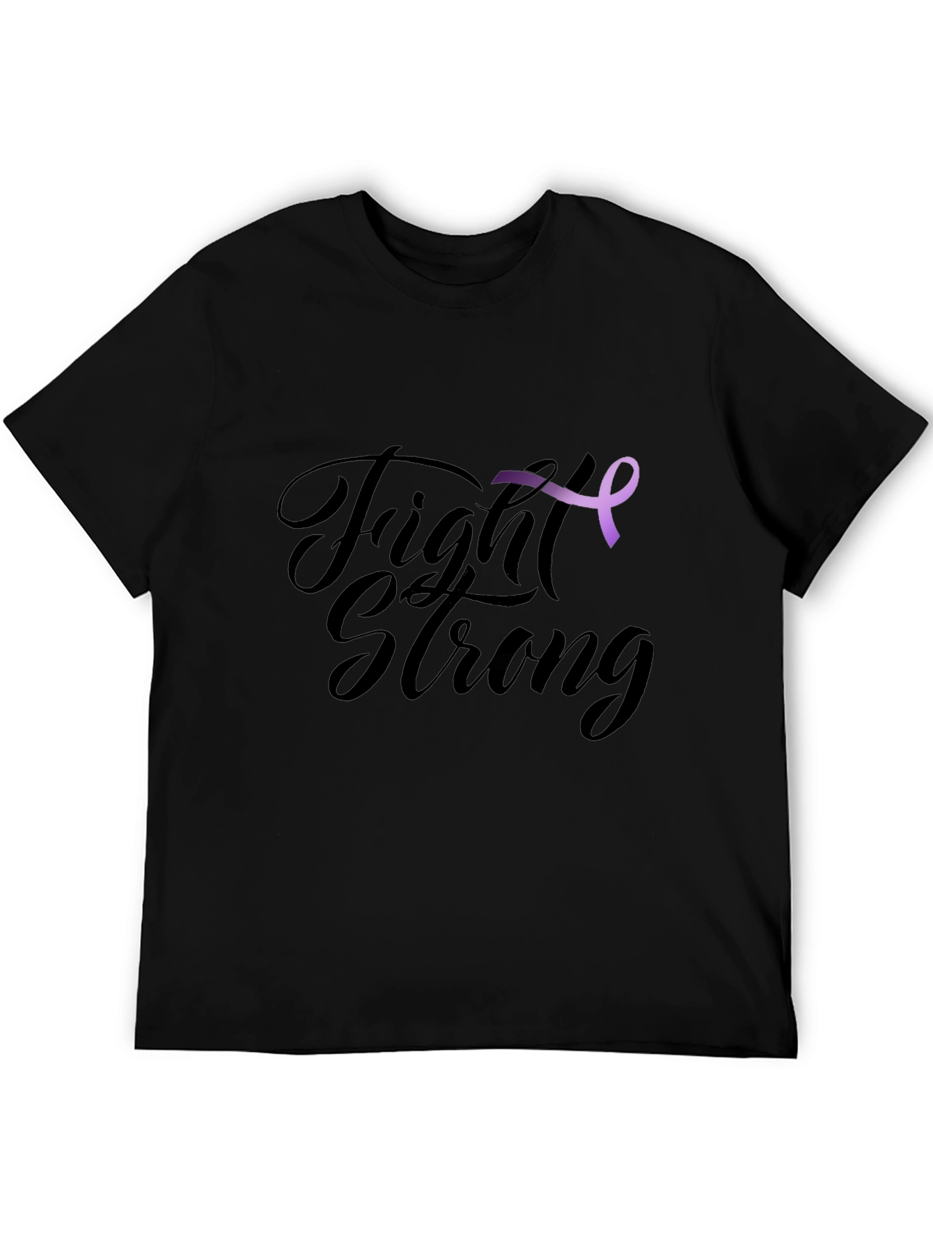 Black Fight Strong T-Shirt -  Purple Ribbon Design view 5