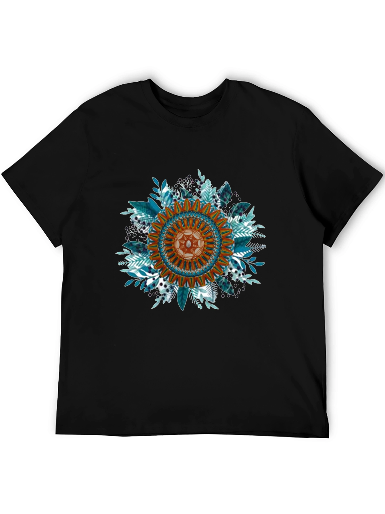 Black Floral Mandala Graphic Tee - Black view 5