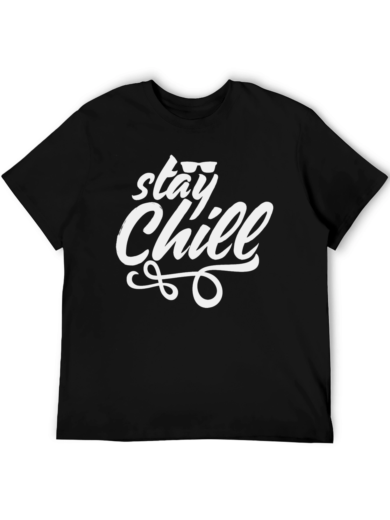 Black Stay Chill Graphic Tee - Black Cotton T-Shirt view 5