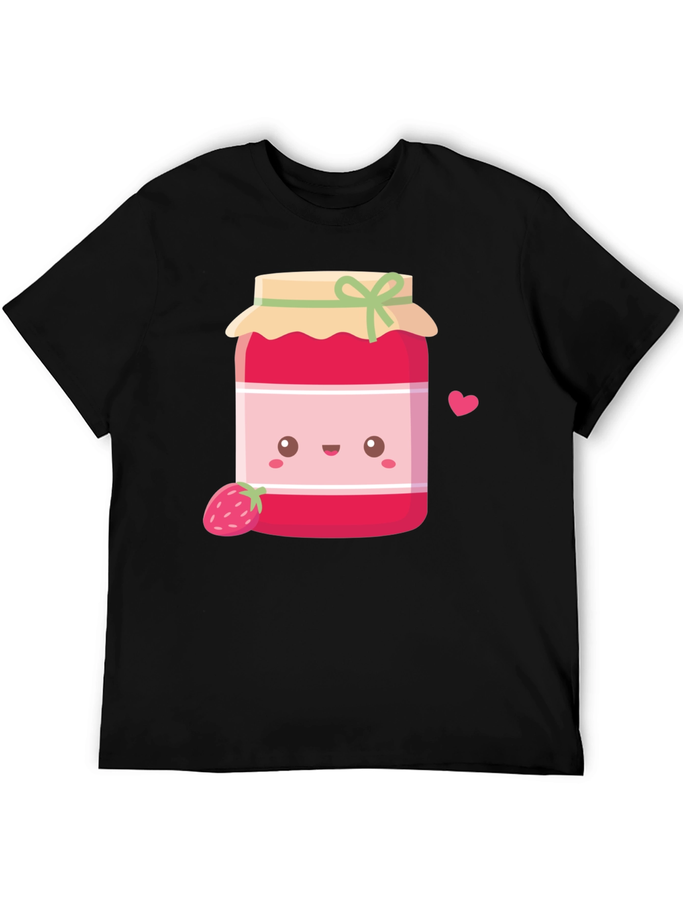 Black Cute Kawaii Strawberry Jam T-Shirt view 5
