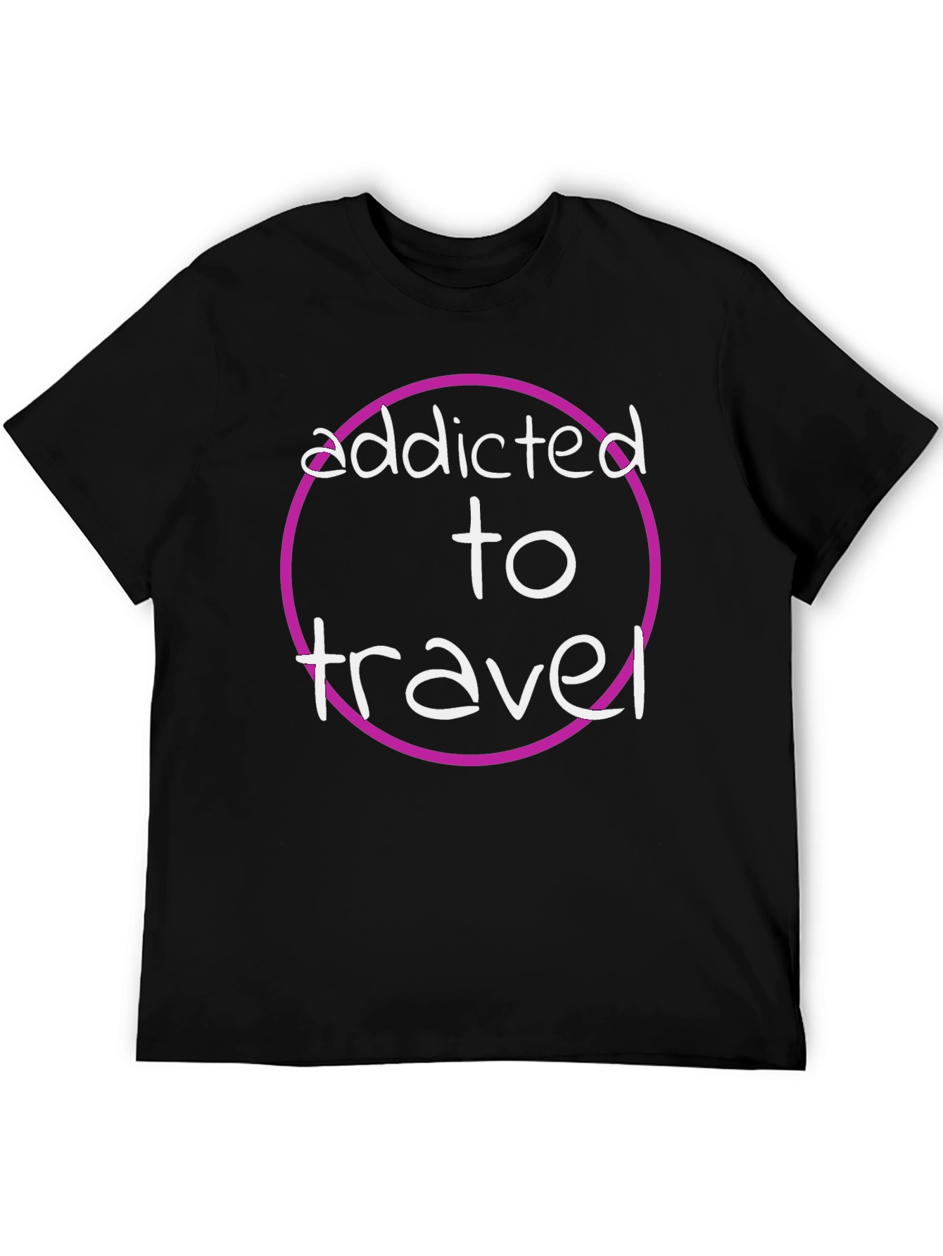 Black Addicted to Travel Graphic Tee - Black view 5