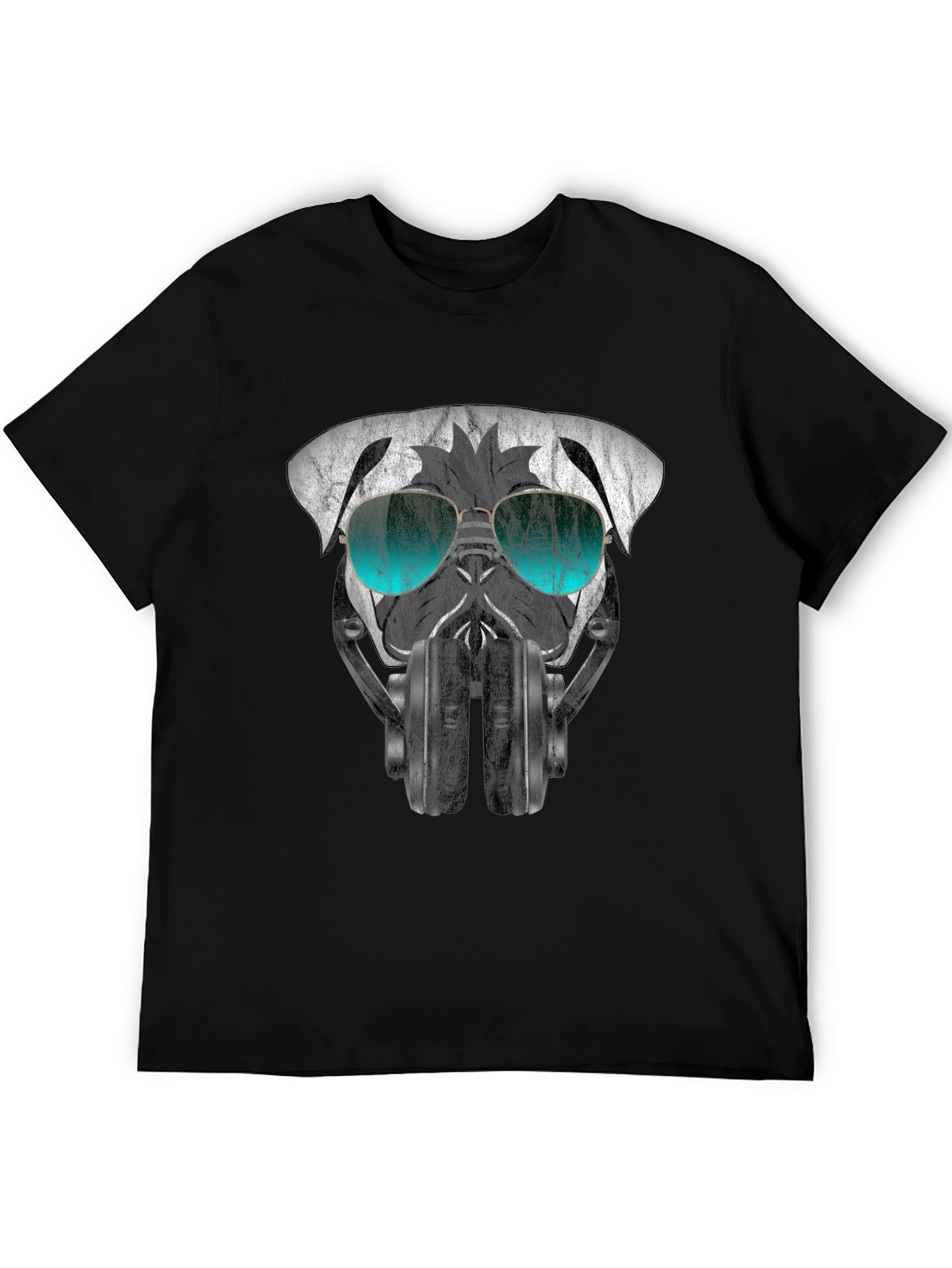 Black Cool Pug DJ Graphic Tee - Black T-Shirt view 5
