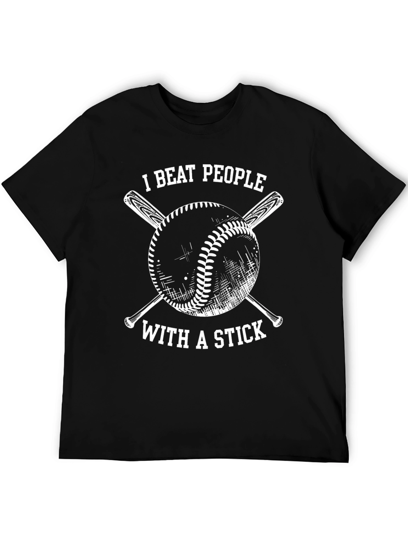 Black I Beat People With a Stick T-Shirt view 5