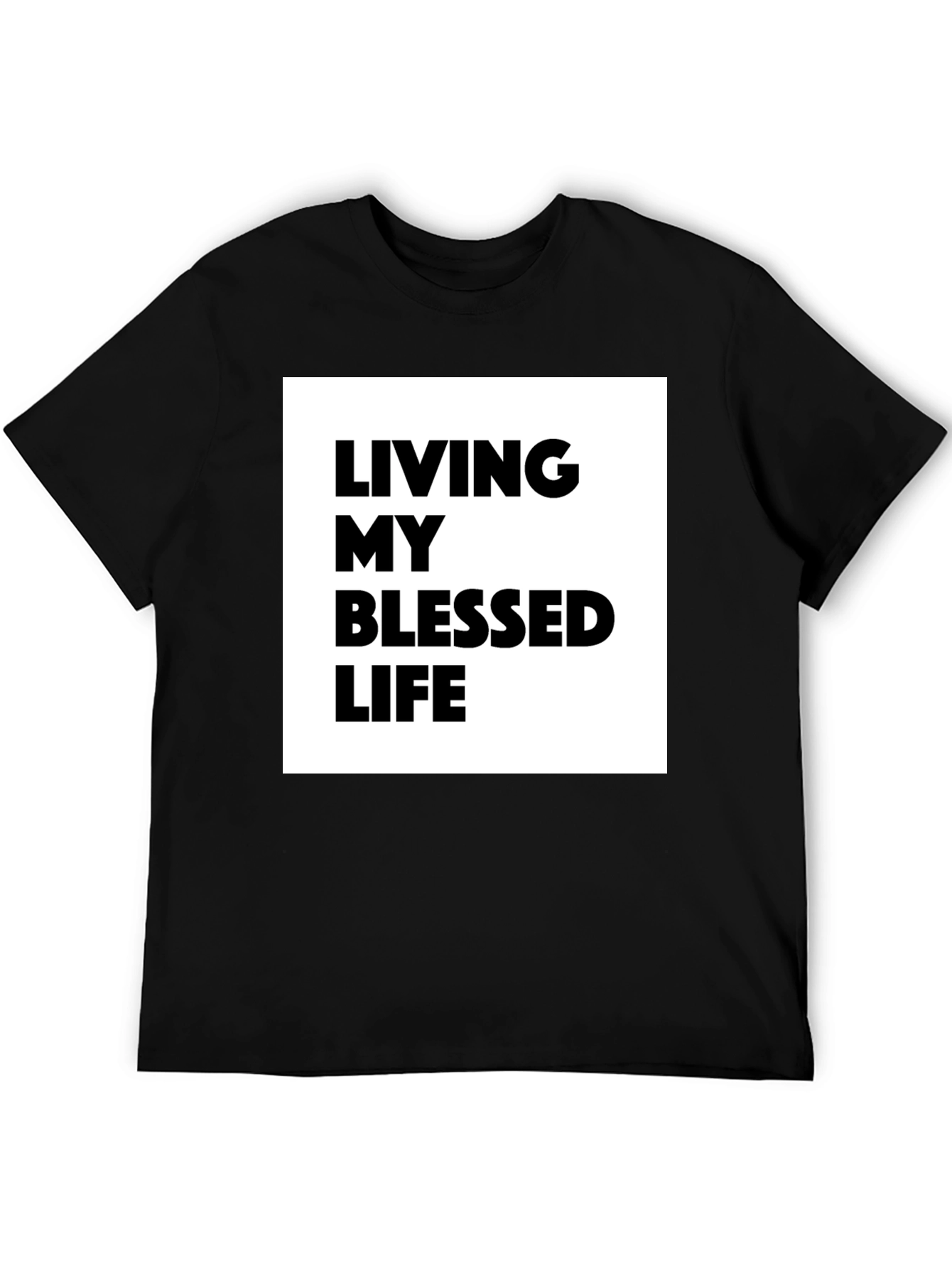 Black Blessed Life Graphic Tee - Black Cotton T-Shirt view 5