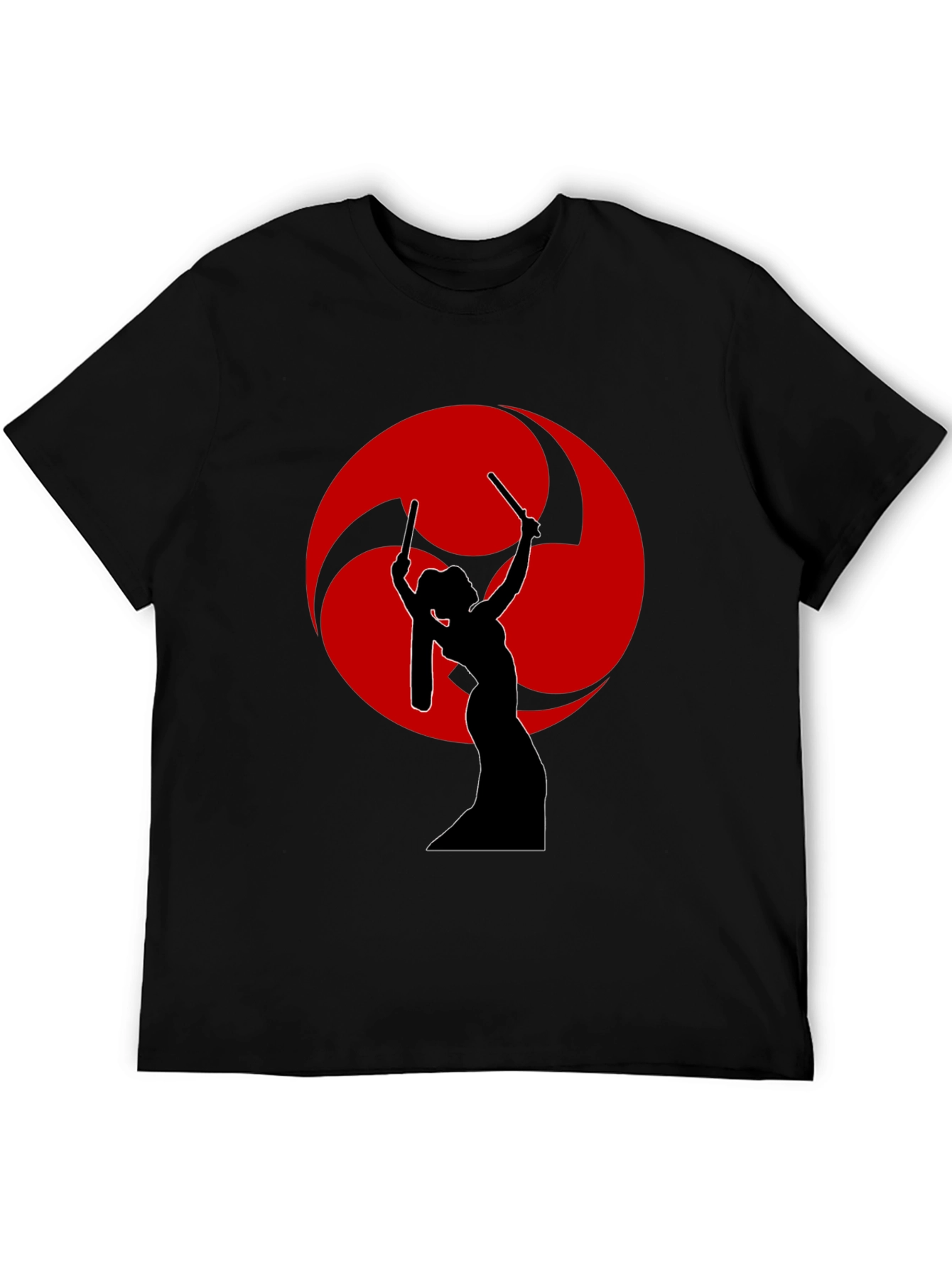 Black Drummer Silhouette T-Shirt - Red Tomoe view 5