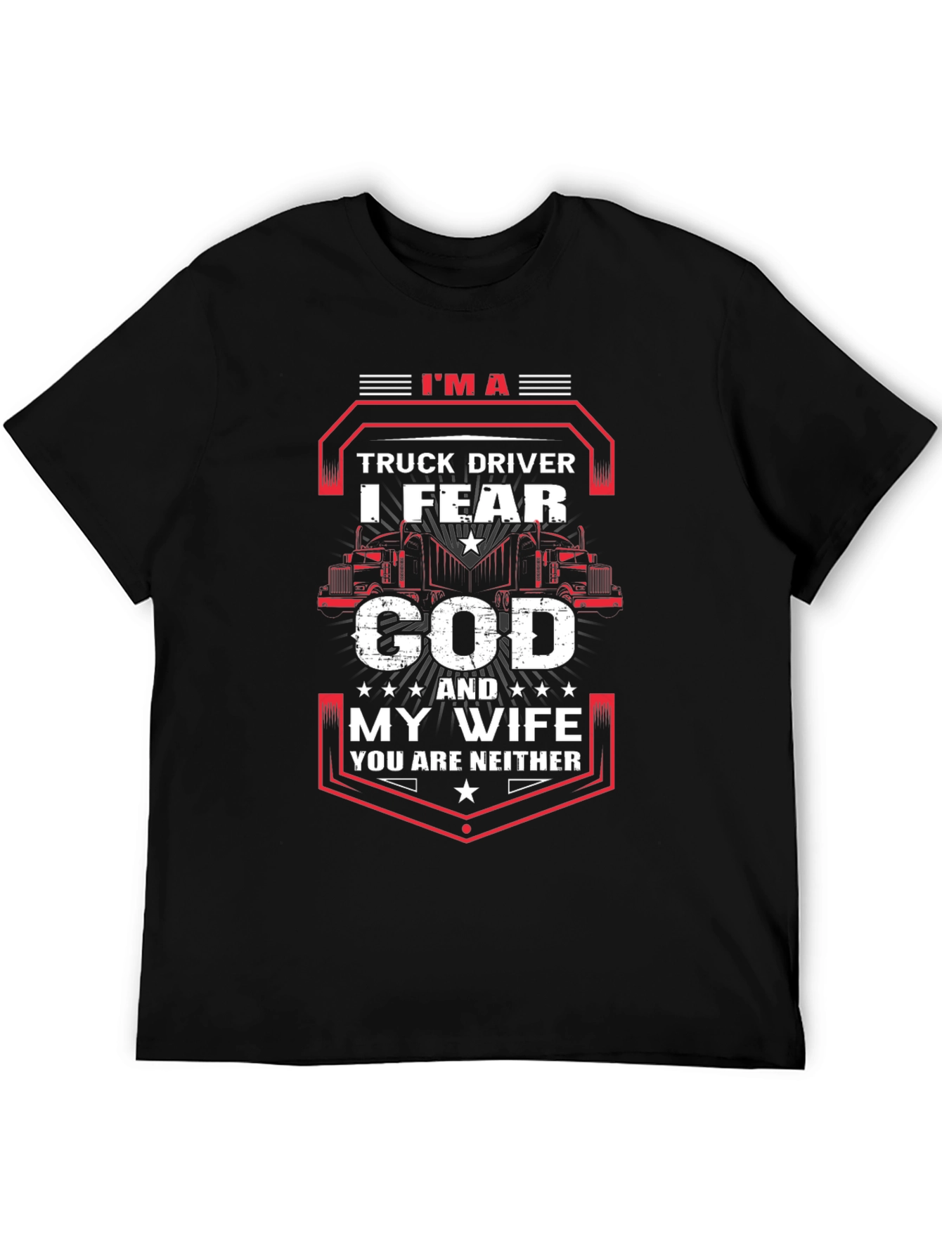 Black Truck Driver God Wife Humor Tee view 5