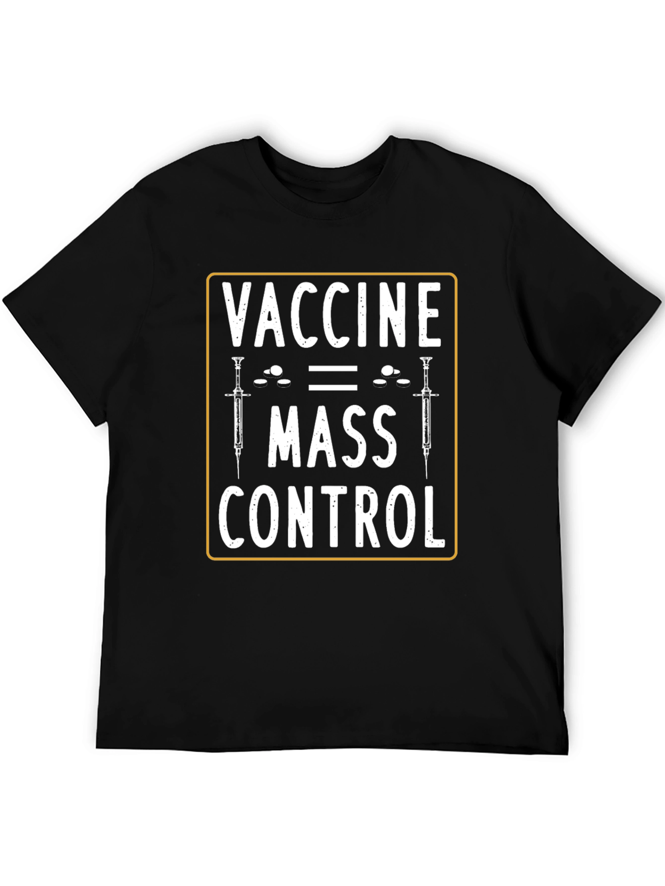 Black Vaccine Mass Control Graphic Tee - Conspiracy Humor view 5