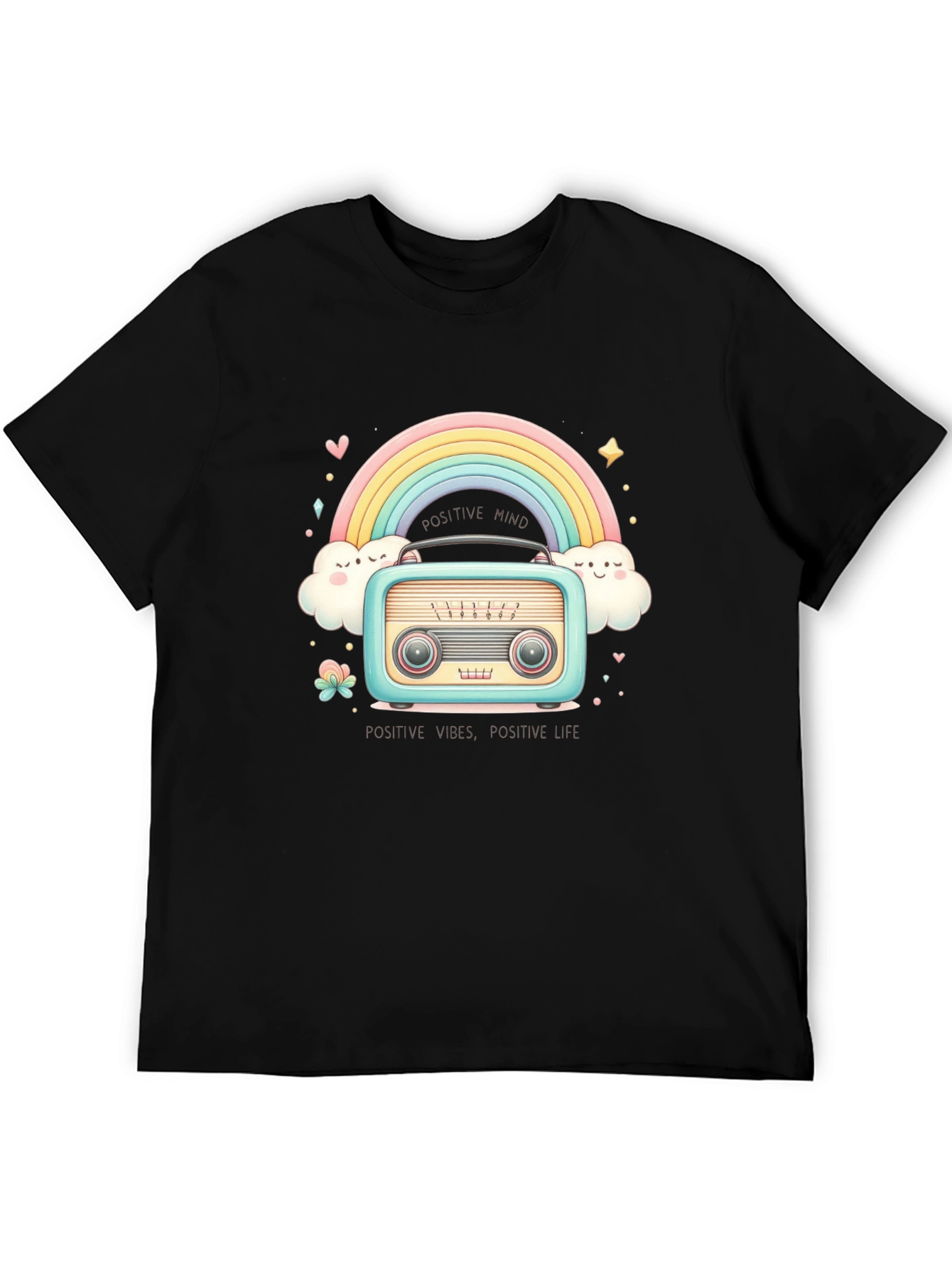Black Positive Vibes Radio T-Shirt view 5