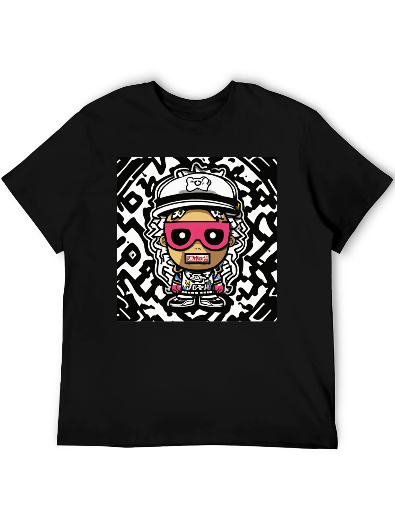 Black Cartoon Graphic Print T-Shirt view 5