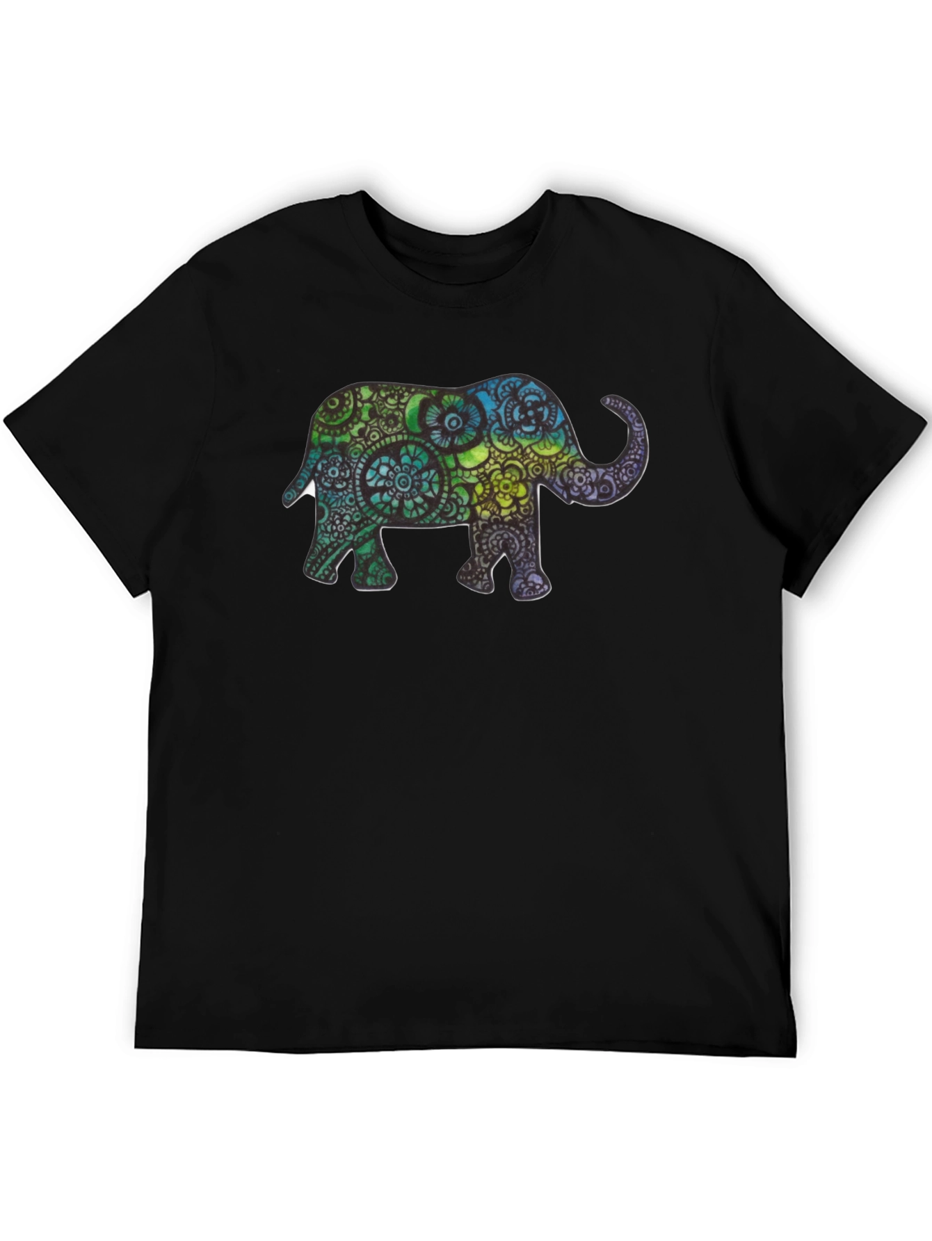 Black Elephant Mandala T-Shirt - Unique Graphic Tee view 5