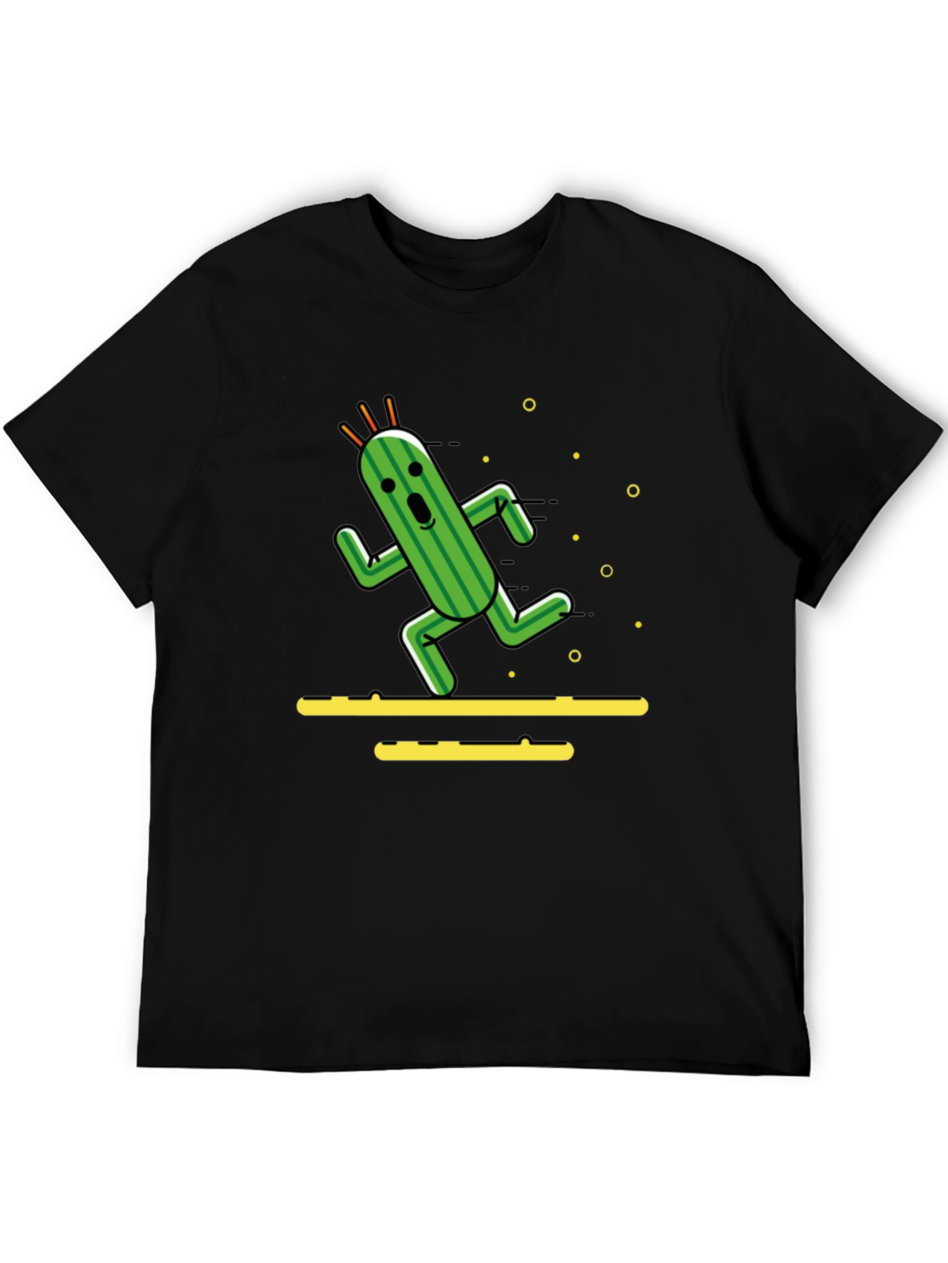 Black Running Cactus T-Shirt - Funny Graphic Tee view 5