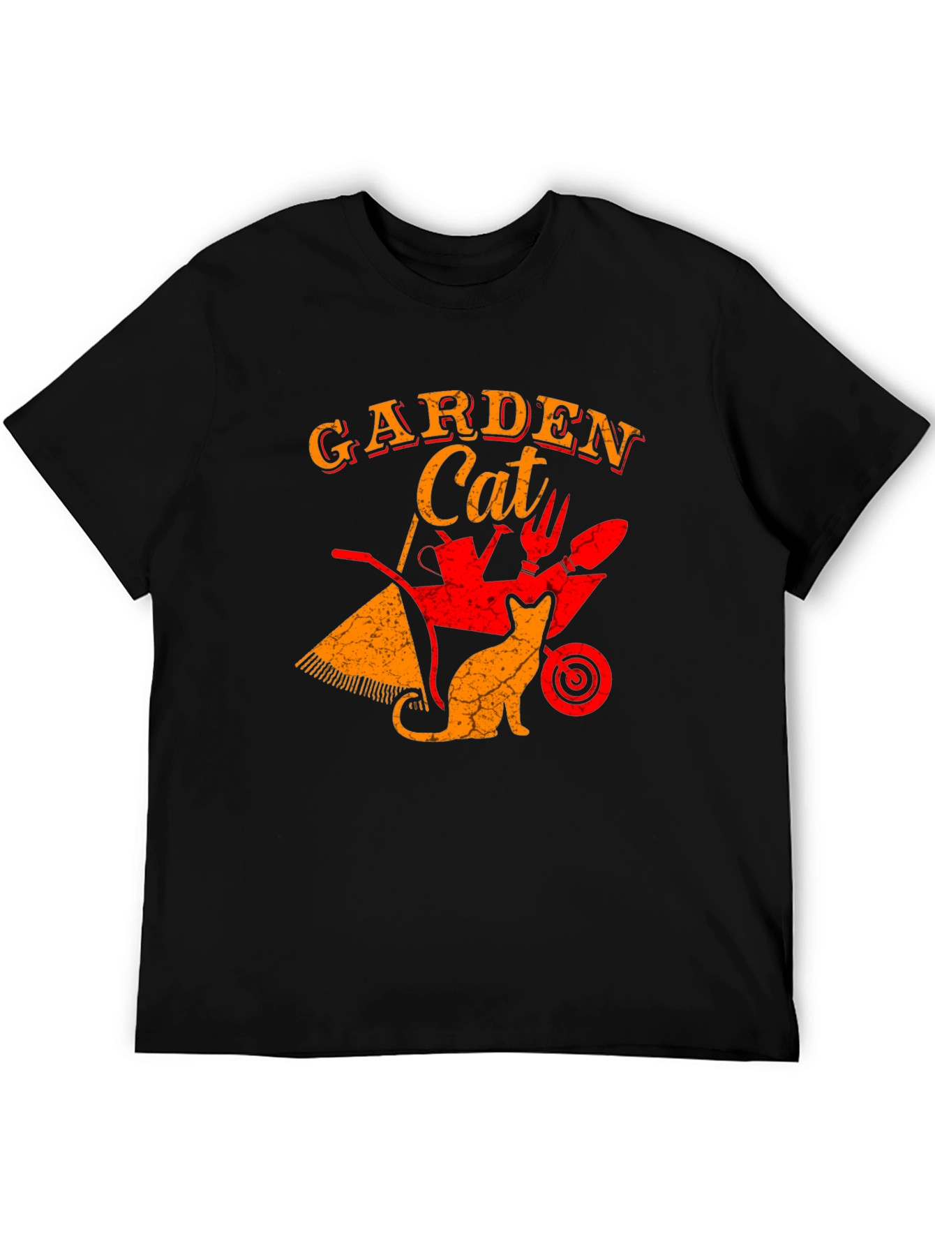 Black Garden Cat Graphic Tee - Gardening Lover T-Shirt view 5