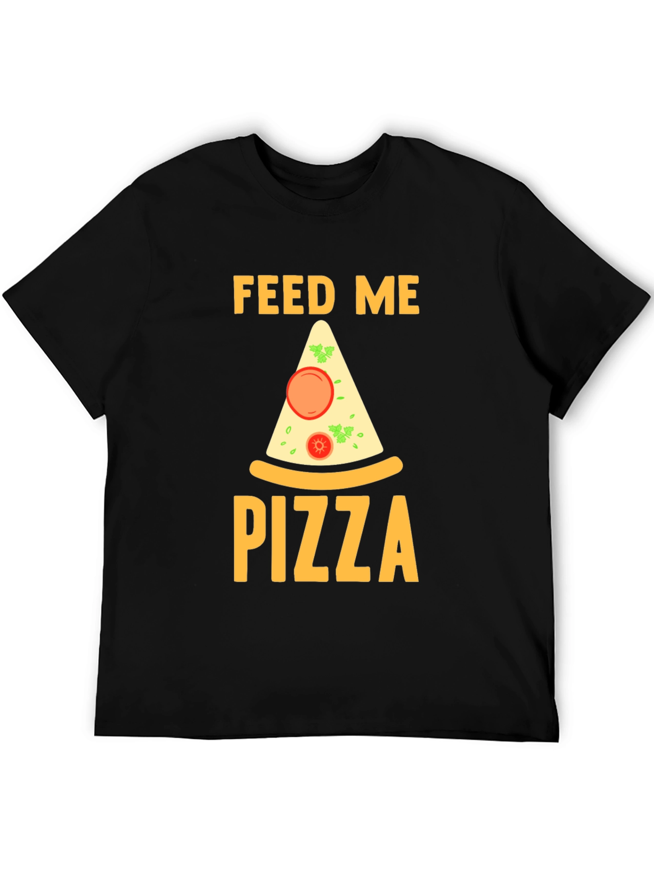 Black Feed Me Pizza T-Shirt - Funny Graphic Tee view 5