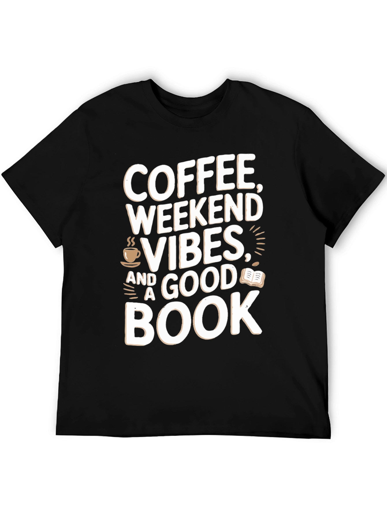 Black Coffee Weekend Vibes Book T-Shirt view 5