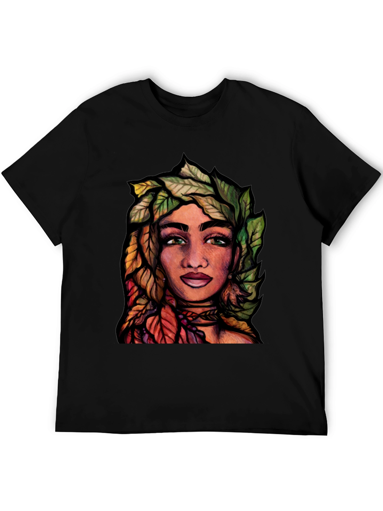 Black Nature Portrait Graphic T-Shirt view 5
