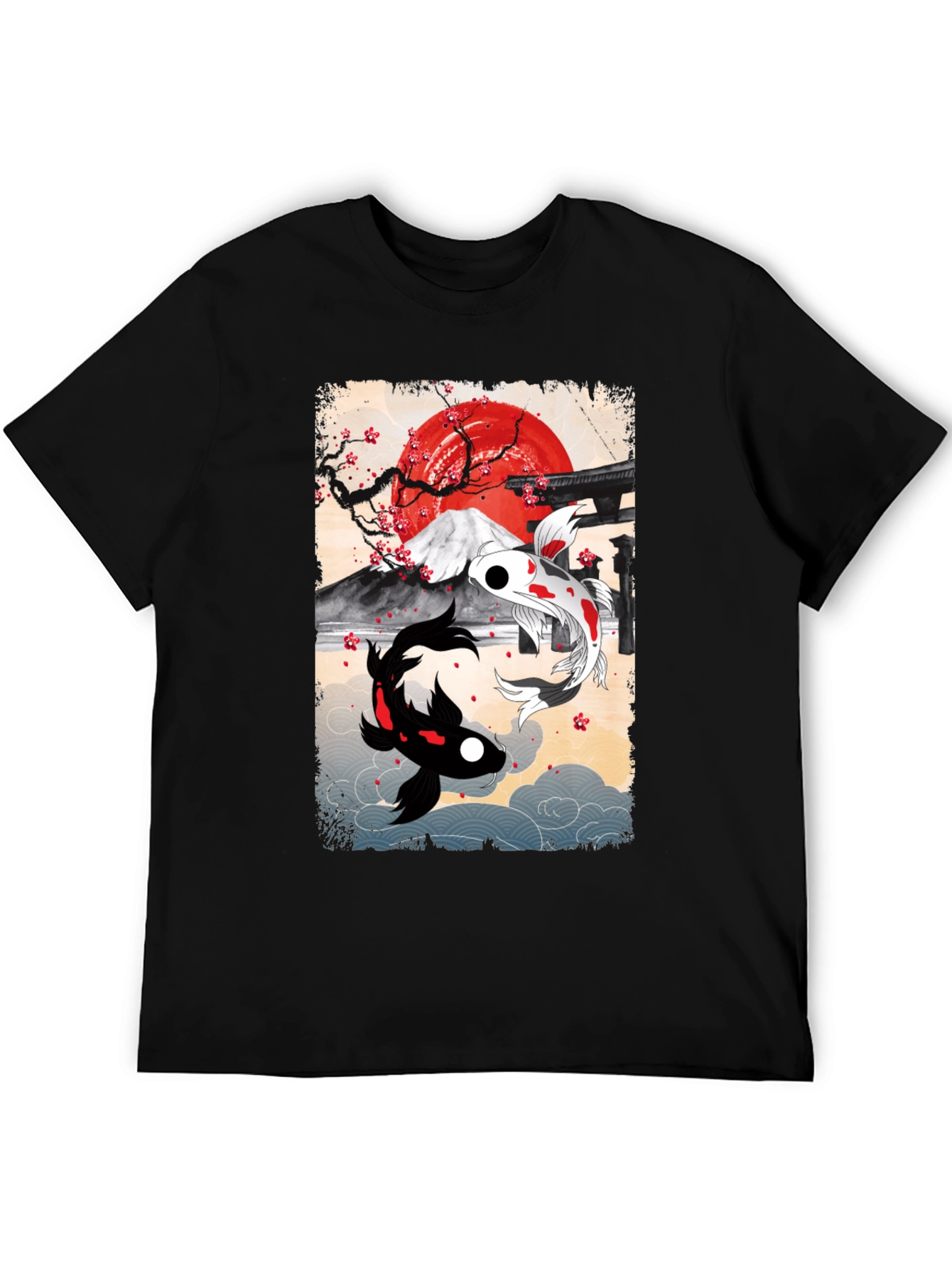 Black Koi Fish T-Shirt - Japanese Art Style view 5