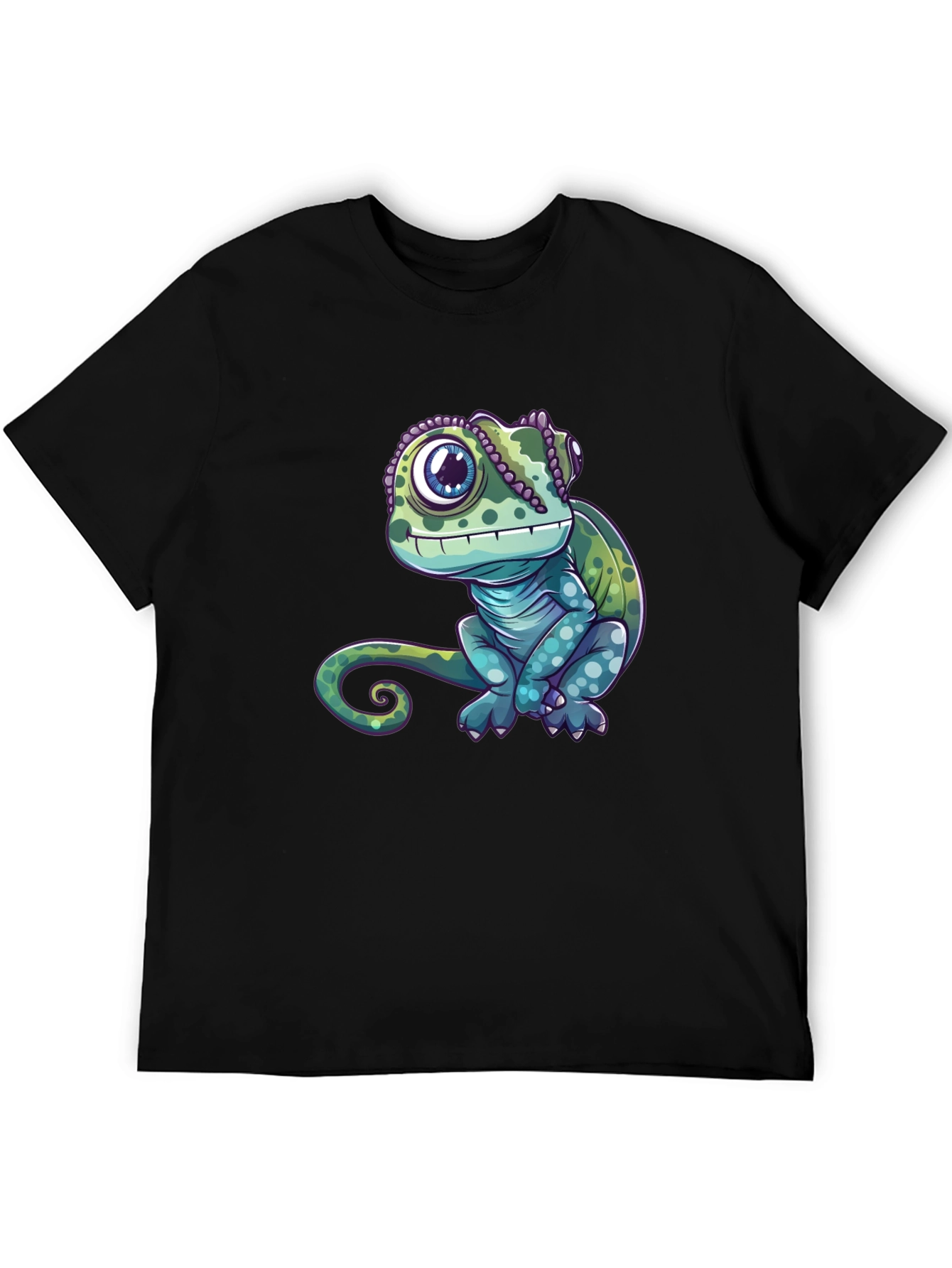 Black Chameleon Graphic Tee - Cute Reptile Design view 5