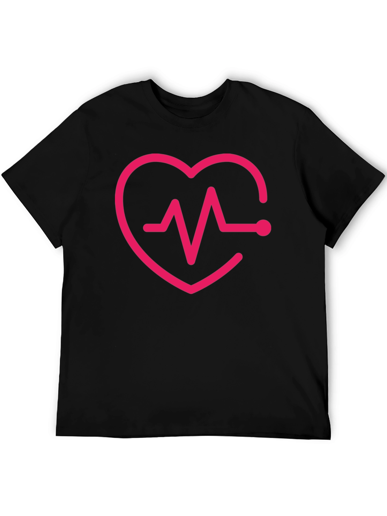 Black Heartbeat Heart Love Graphic T-Shirt view 5