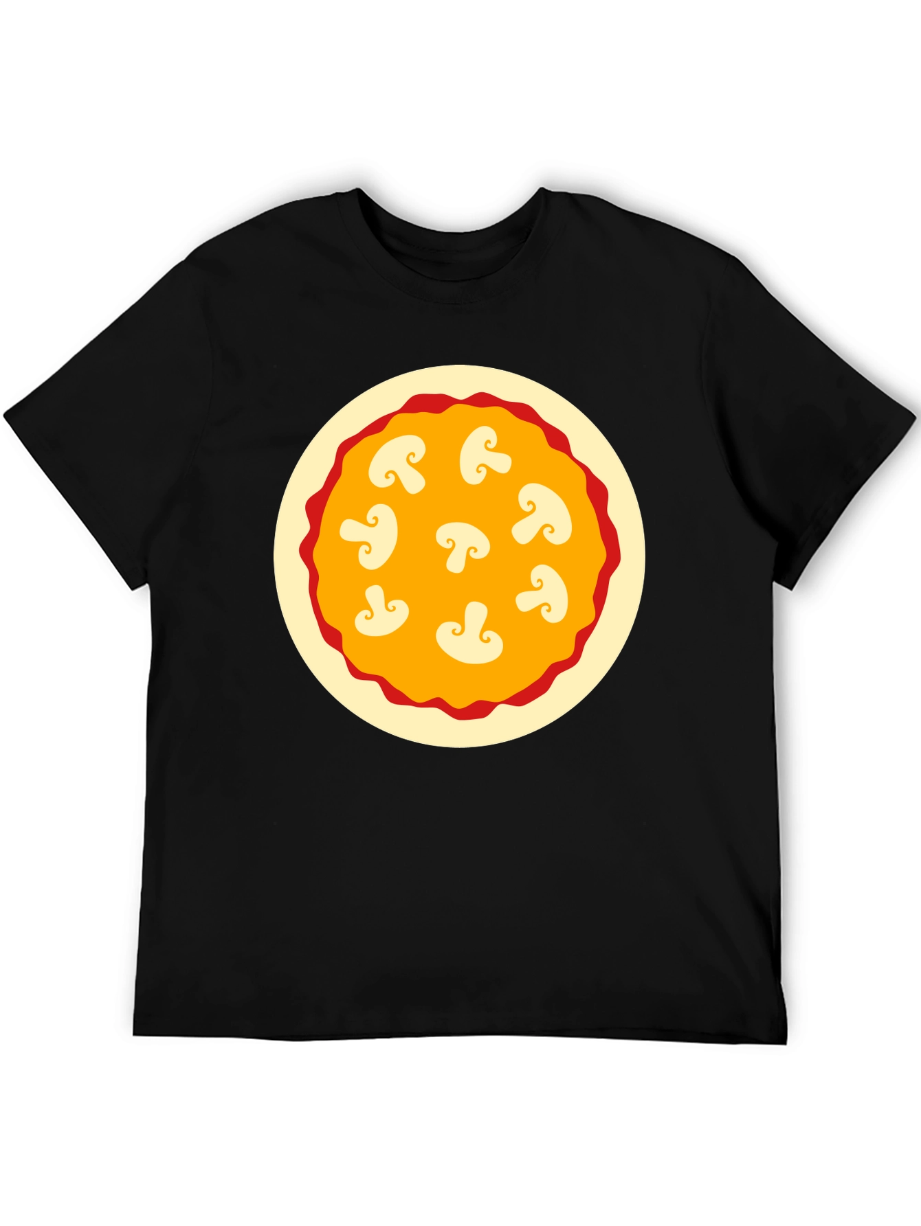 Black Mushroom Pizza Graphic Tee - Black Cotton T-Shirt view 5