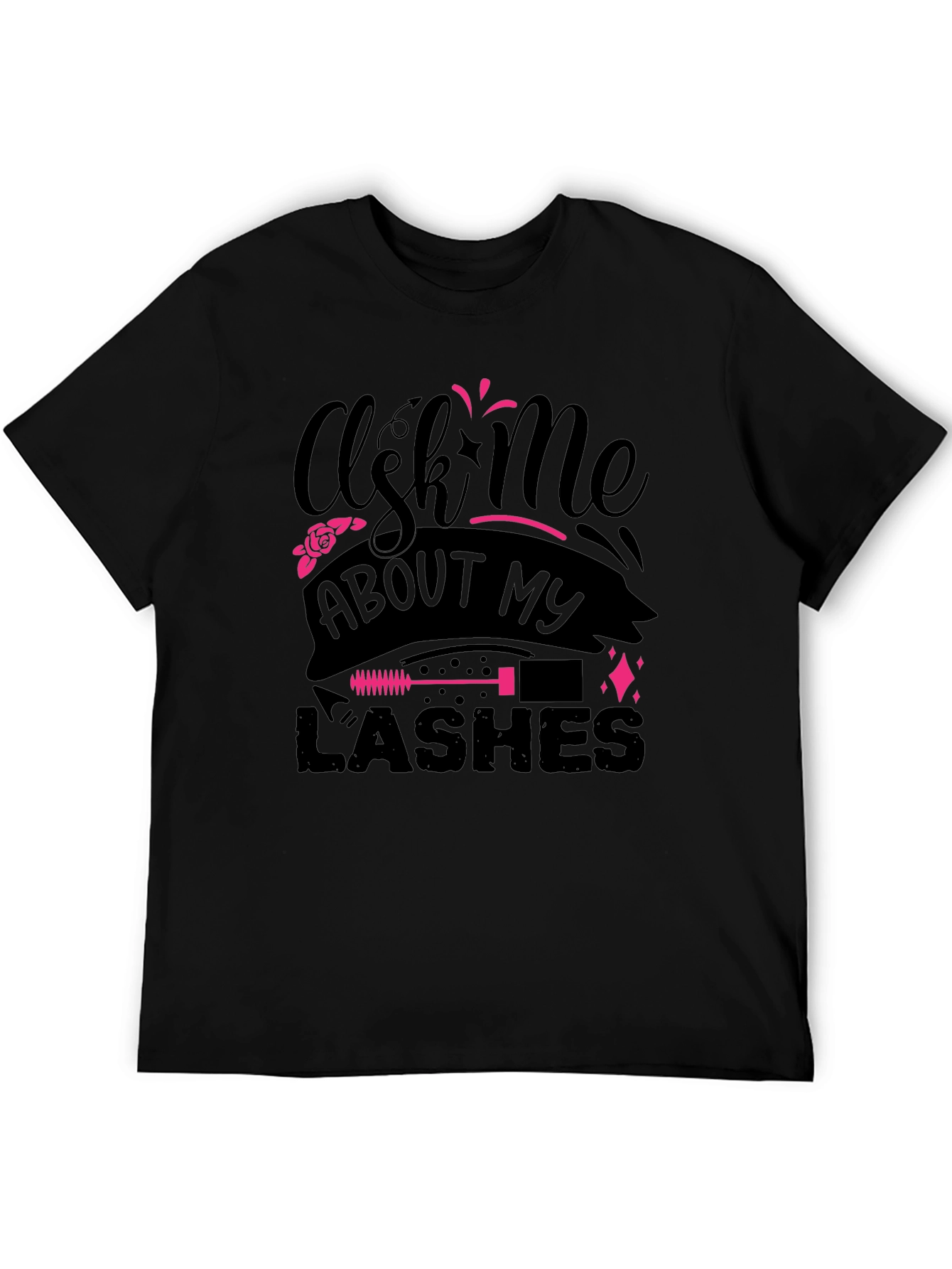 Black Ask Me About My Lashes Graphic Tee view 5