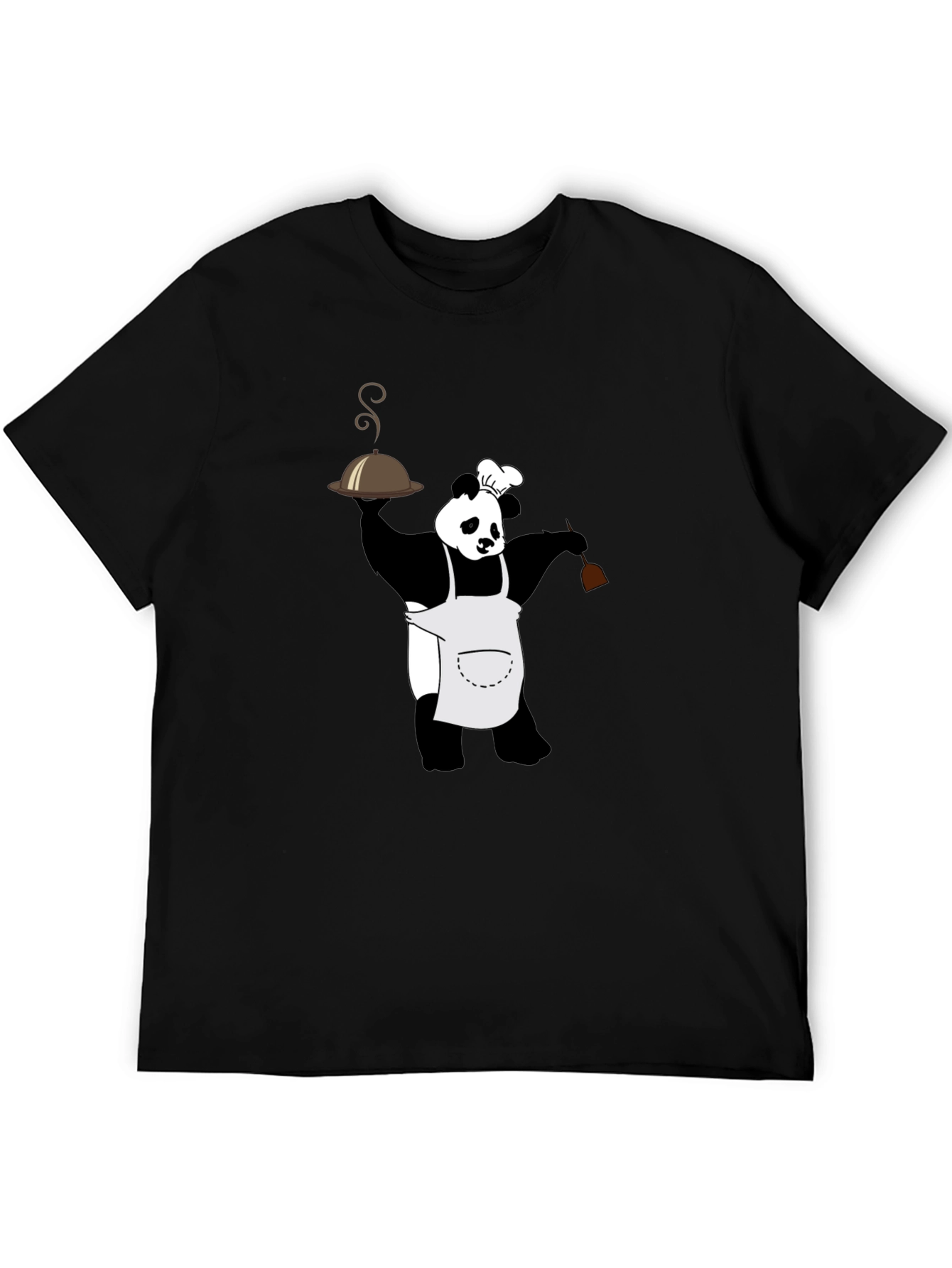 Black Panda Chef Graphic Tee - Black Crew Neck T-Shirt view 5