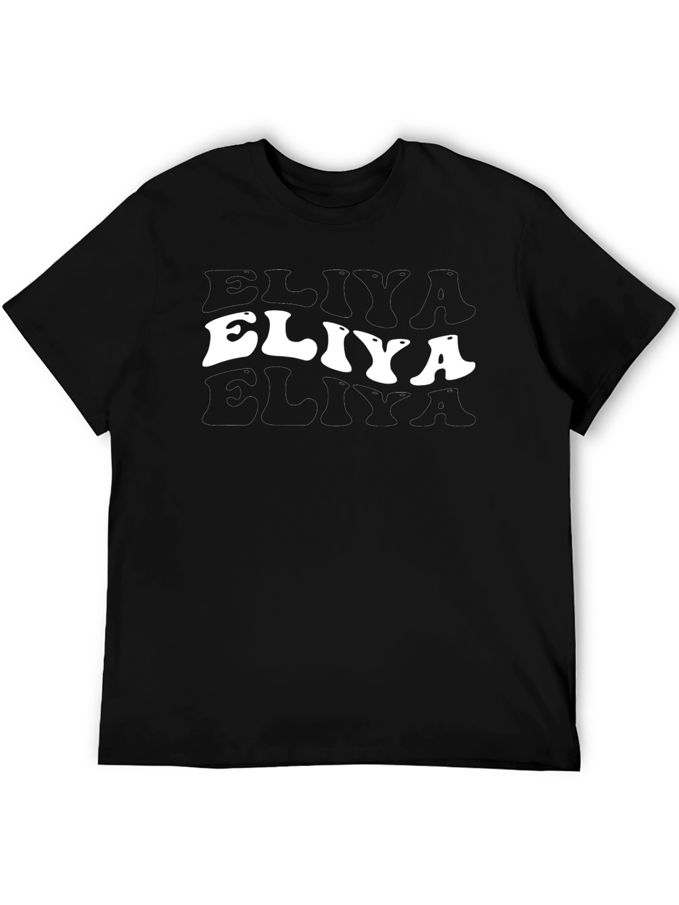 Black Eliya T-Shirt: Retro Groovy Font Black Tee view 5