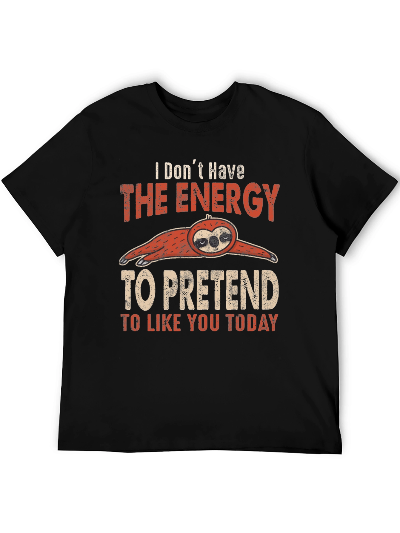 Black Funny Sloth Graphic T-Shirt: Energy to Pretend view 5