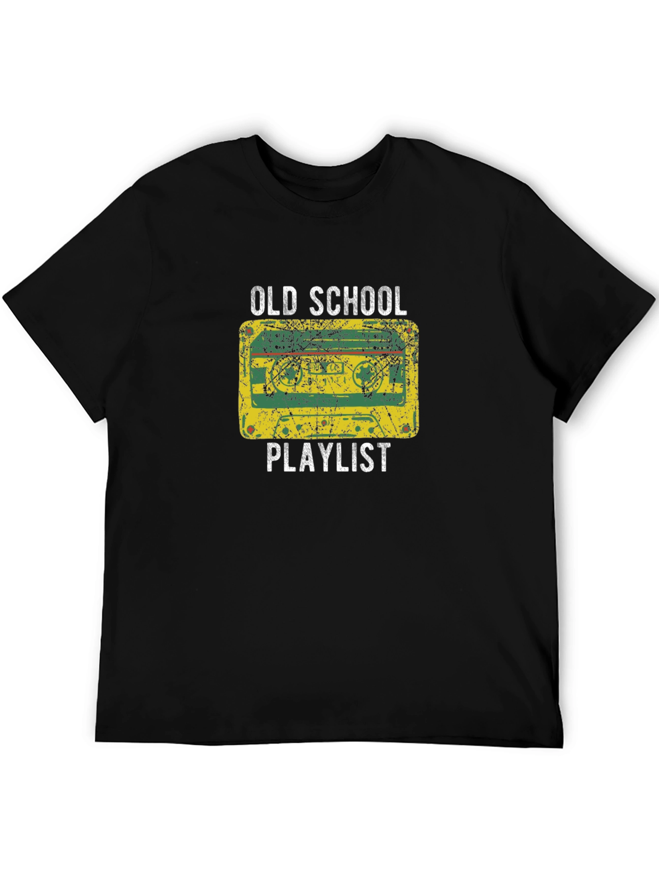 Black Old School Playlist Graphic Tee view 5