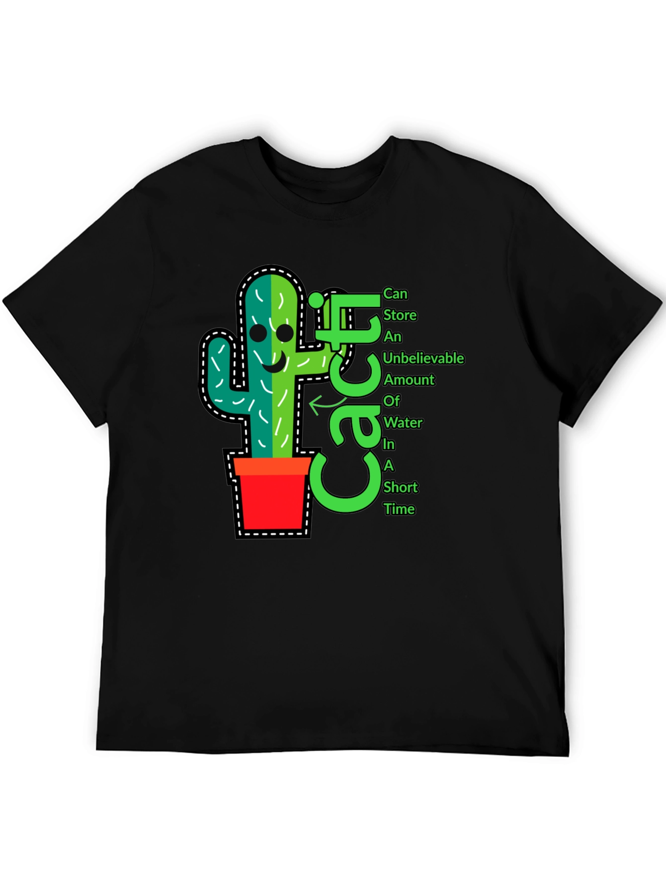 Black Cactus T-Shirt: Fun, Unique Plant Graphic Tee view 5