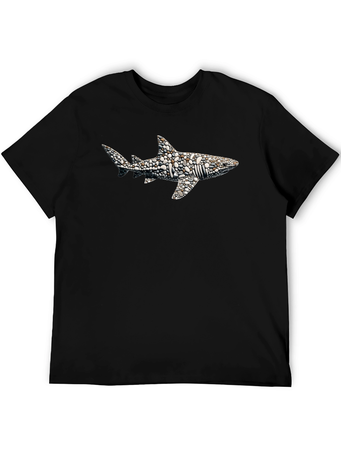Black Stone Shark Graphic T-Shirt - Black Crew Neck Tee view 5