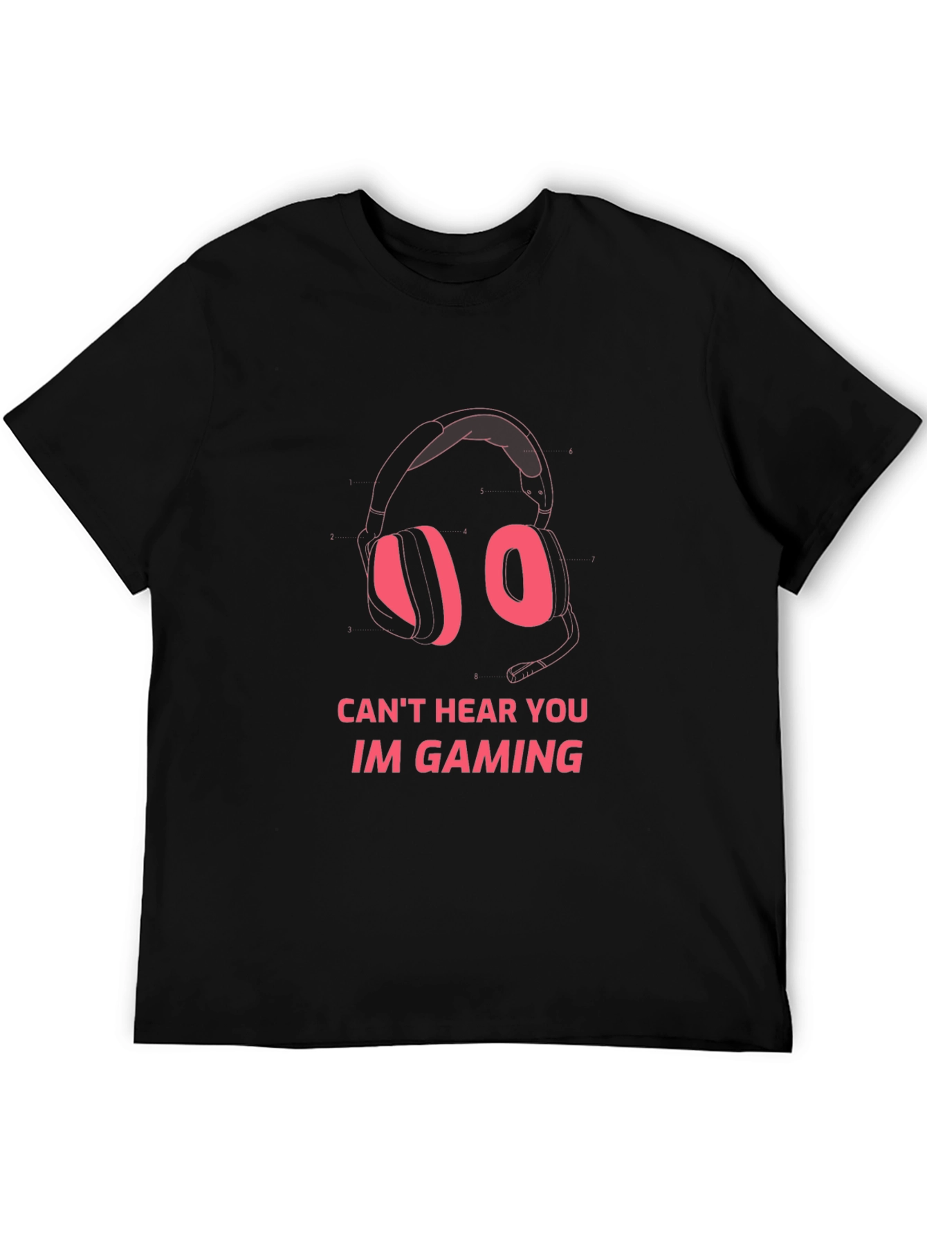Black Gaming Headset Graphic T-Shirt view 5