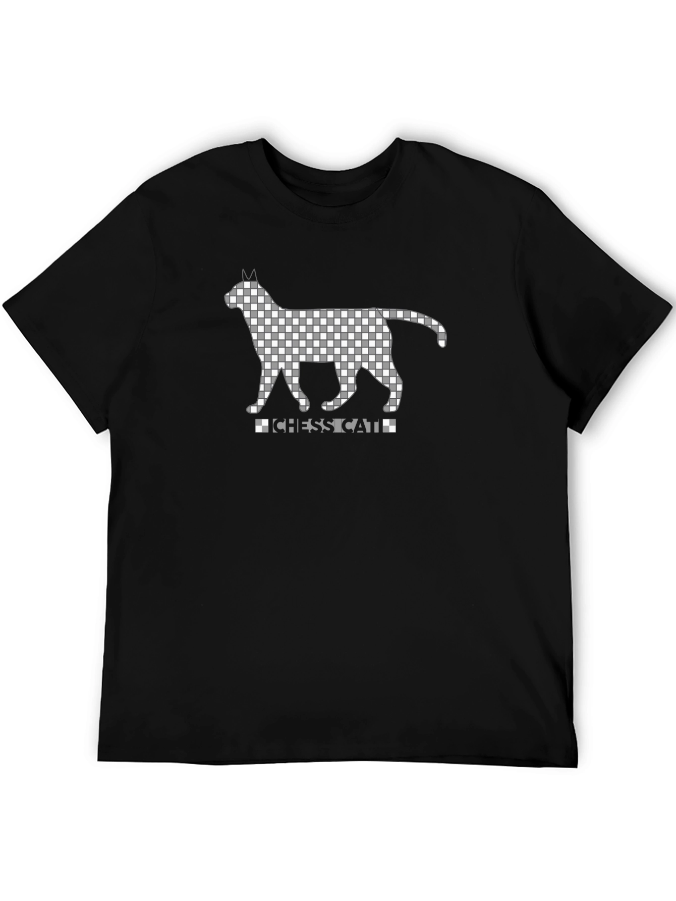 Black Chess Cat T-Shirt - Unique Pattern Tee view 5