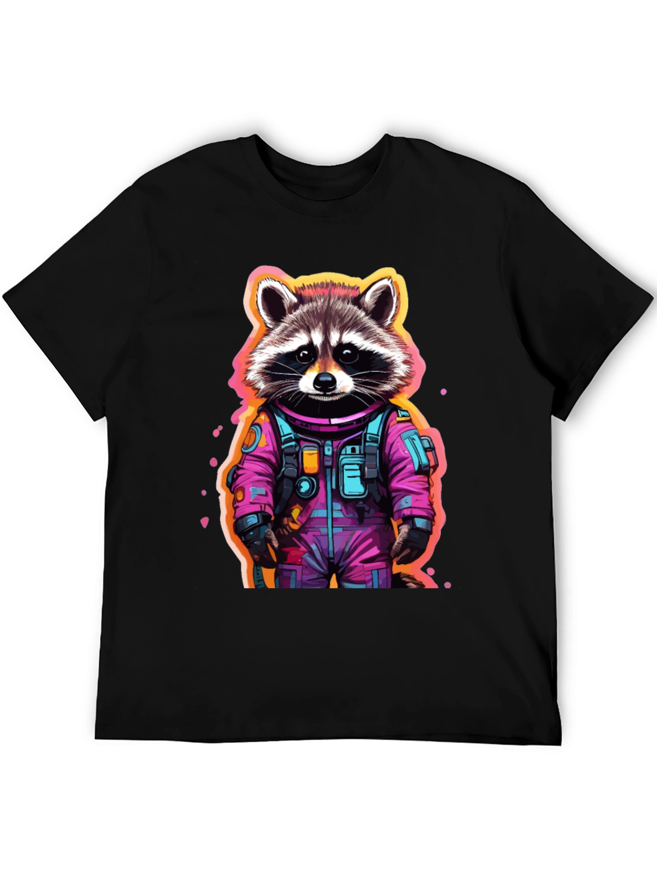 Black Astronaut Raccoon Graphic T-Shirt - Black view 5