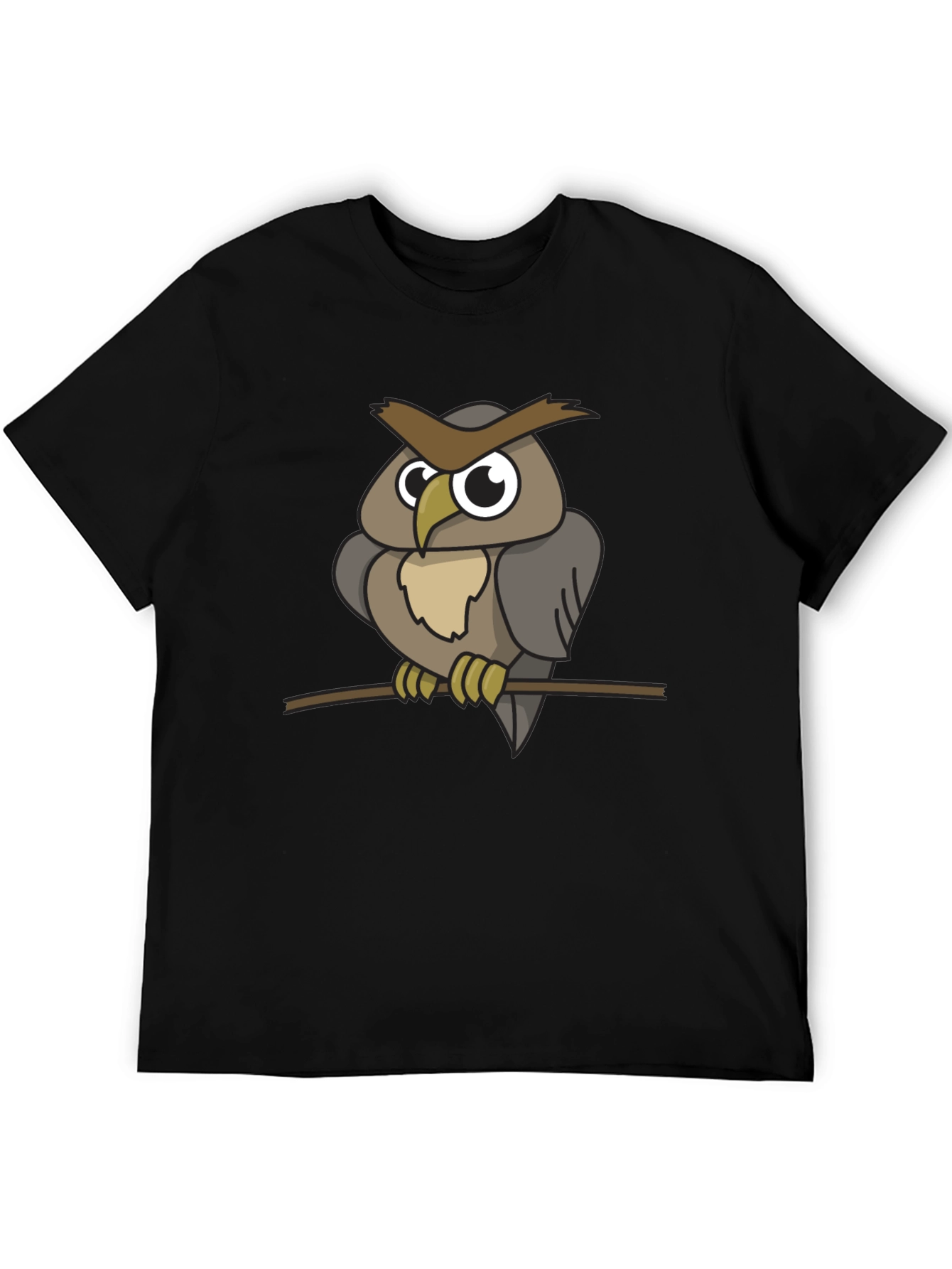 Black Owl Graphic Print Black T-Shirt view 5