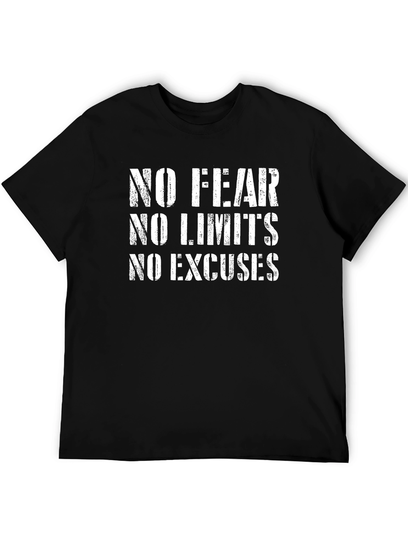 Black No Fear No Limits No Excuses Black T-Shirt view 5