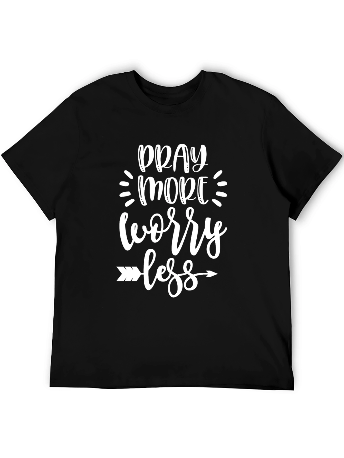 Black Pray More Worry Less Graphic Tee view 5