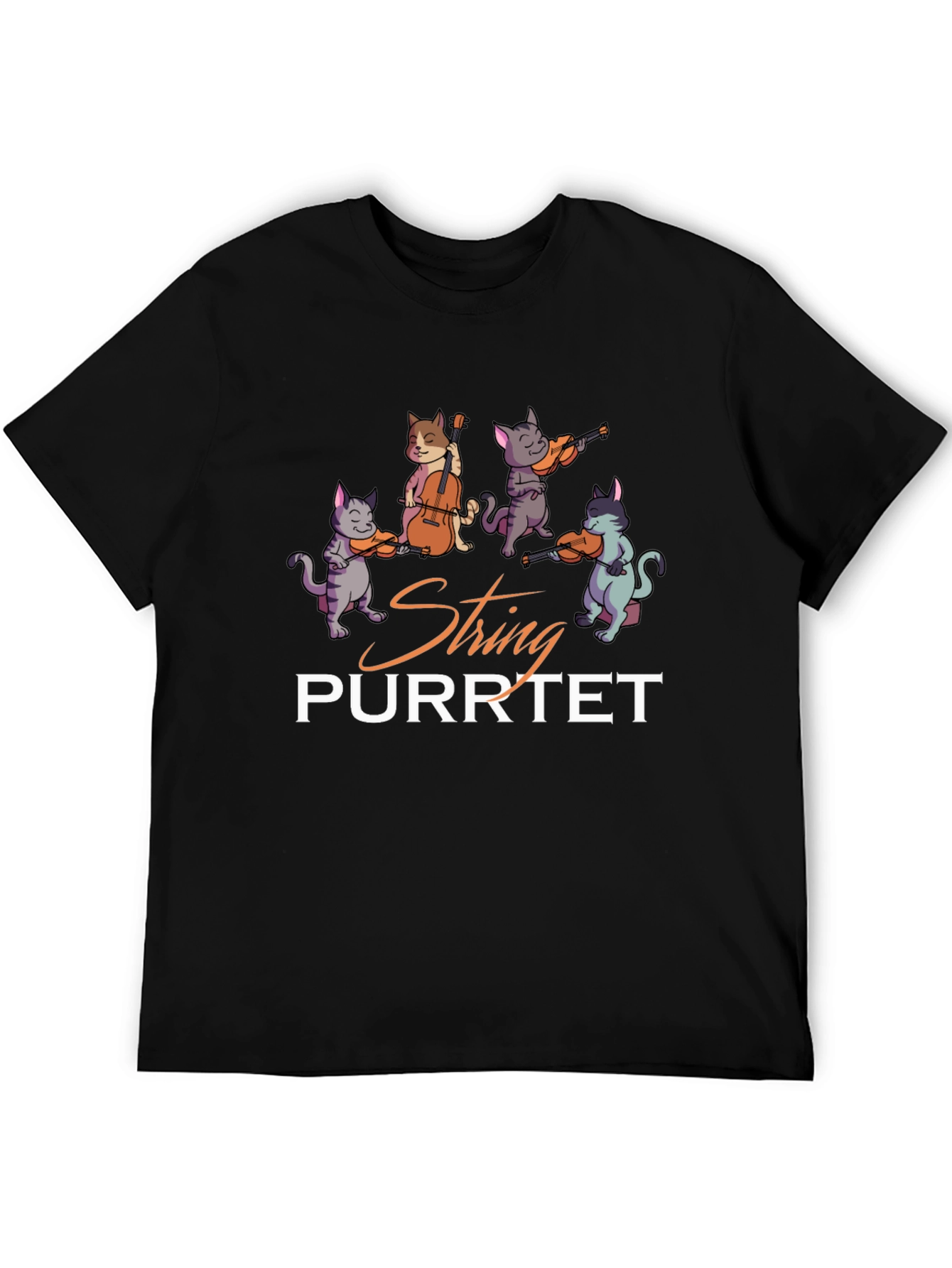 Black String Purrtet Cats Music T-Shirt view 5