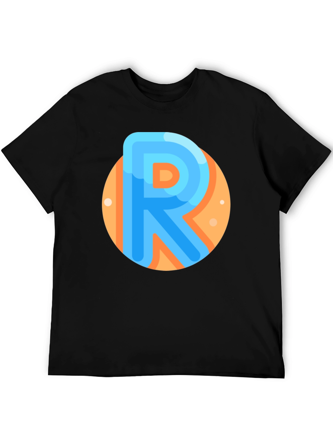 Black Modern R Letter Graphic Tee - Black view 5